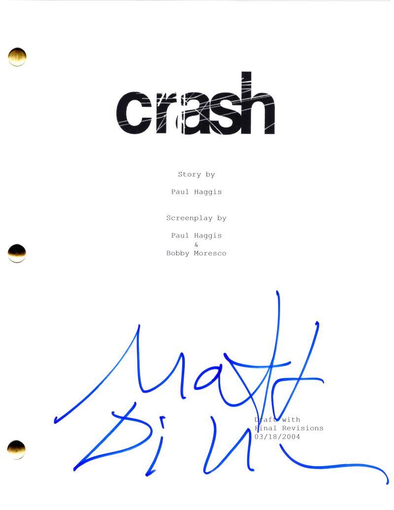 Matt Dillon Signed Autograph Crash Movie Script Screenplay - Sergeant John Ryan