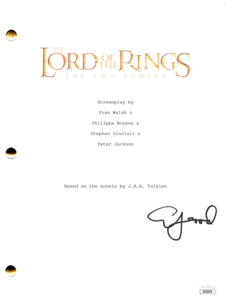 Elijah Wood Signed Autograph Lord of the Rings The Two Towers Script w/ JSA COA