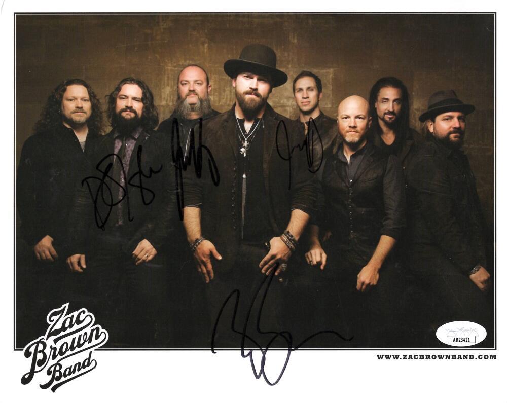 ZAC BROWN BAND X4 SIGNED AUTOGRAPH 8×10 PHOTO – ZAC, CLAY, JOHN JIMMY W/ JSA COA COLLECTIBLE MEMORABILIA