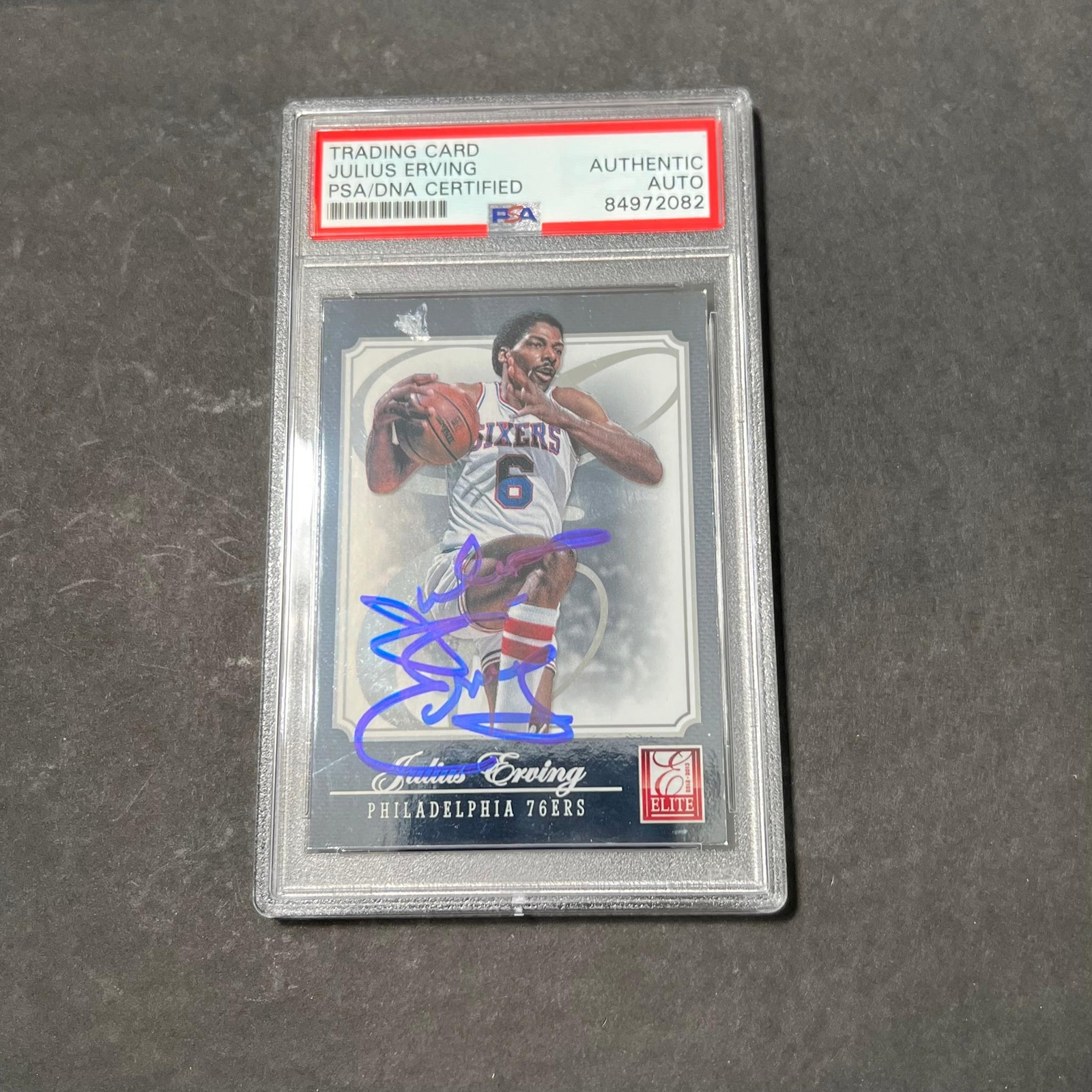 2012-13 Panini Elite #181 Julius Erving Select Signed Card AUTO PSA Slabbed Sixe