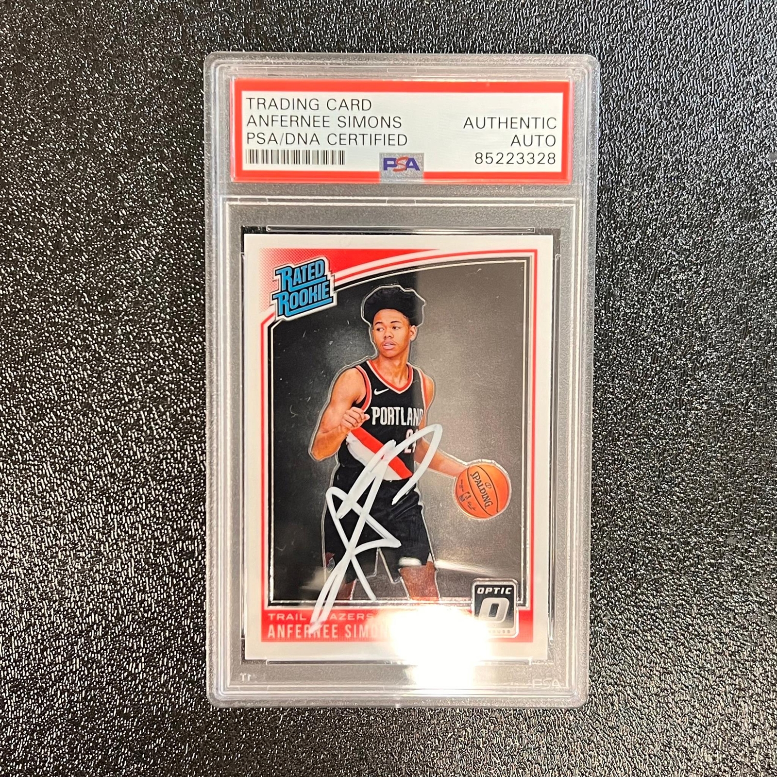 2018 Donruss Optic Rated Rookie #186 ANFERNEE SIMONS Signed Rookie Card AUTO PSA