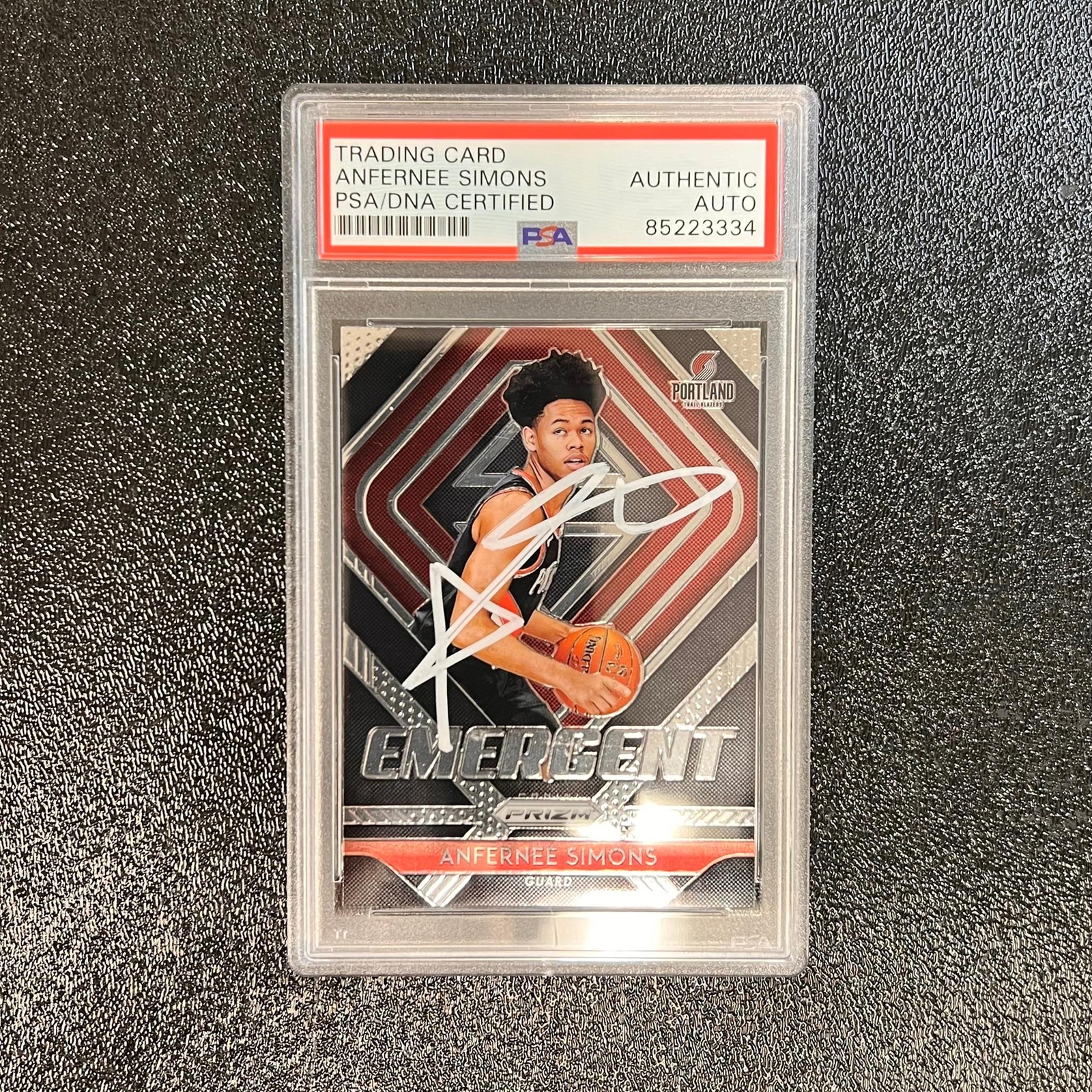 2018-19 Panini Prizm Emergence #24 ANFERNEE SIMONS Signed Card AUTO PSA Slabbed