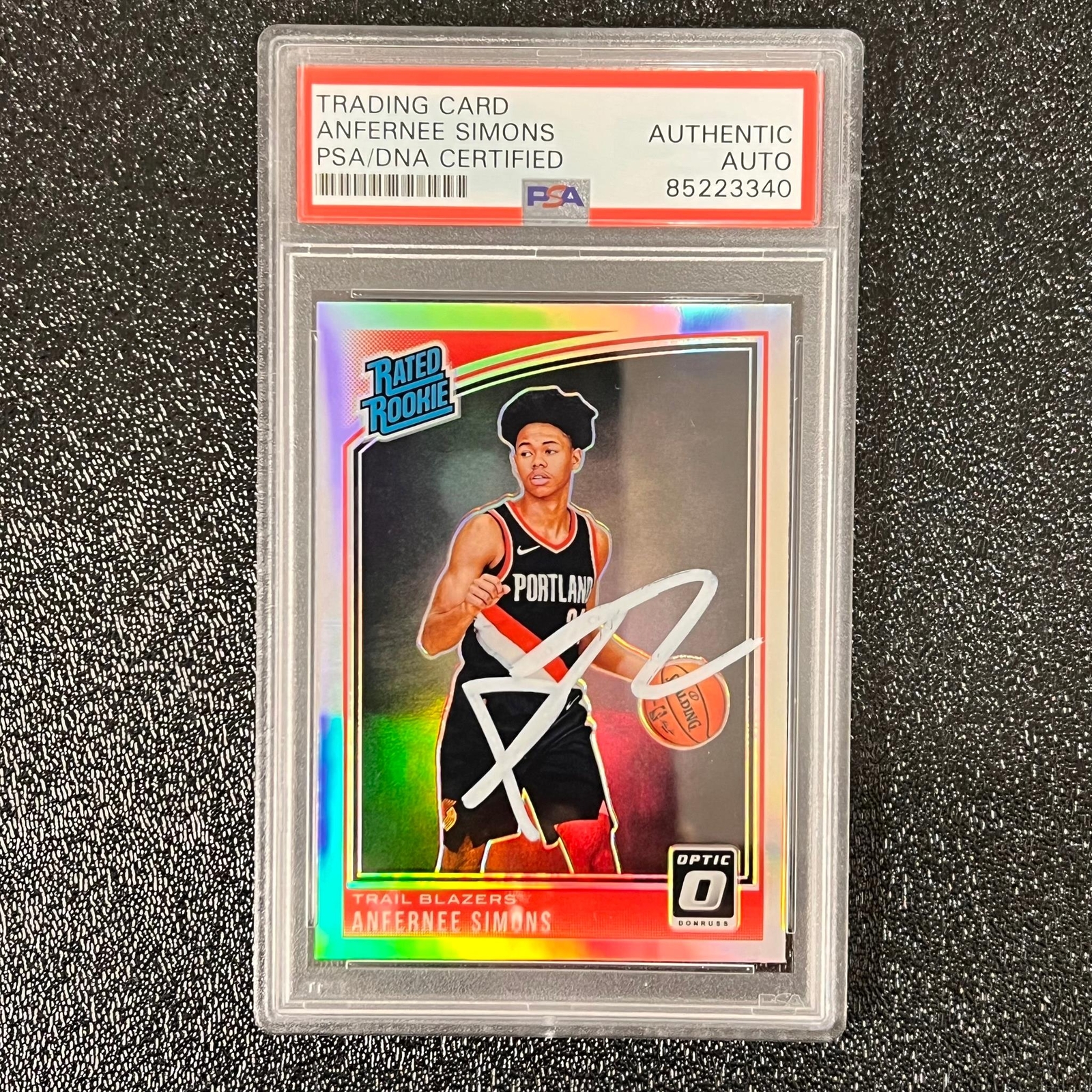 2018 Donruss Optic Rated Rookie #186 ANFERNEE SIMONS Signed Rookie Card AUTO PSA