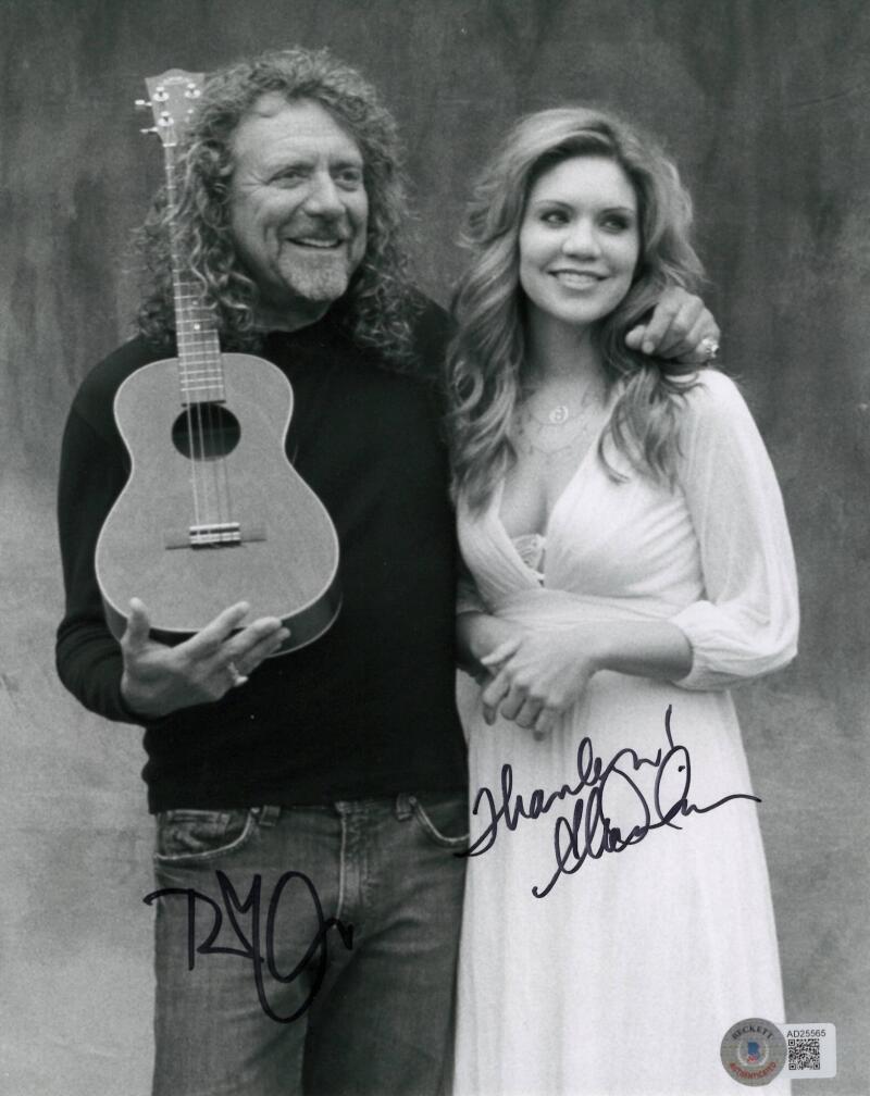 Robert Plant & Alison Krauss Signed Autograph 8x10 Photo Led Zeppelin w/ Beckett
