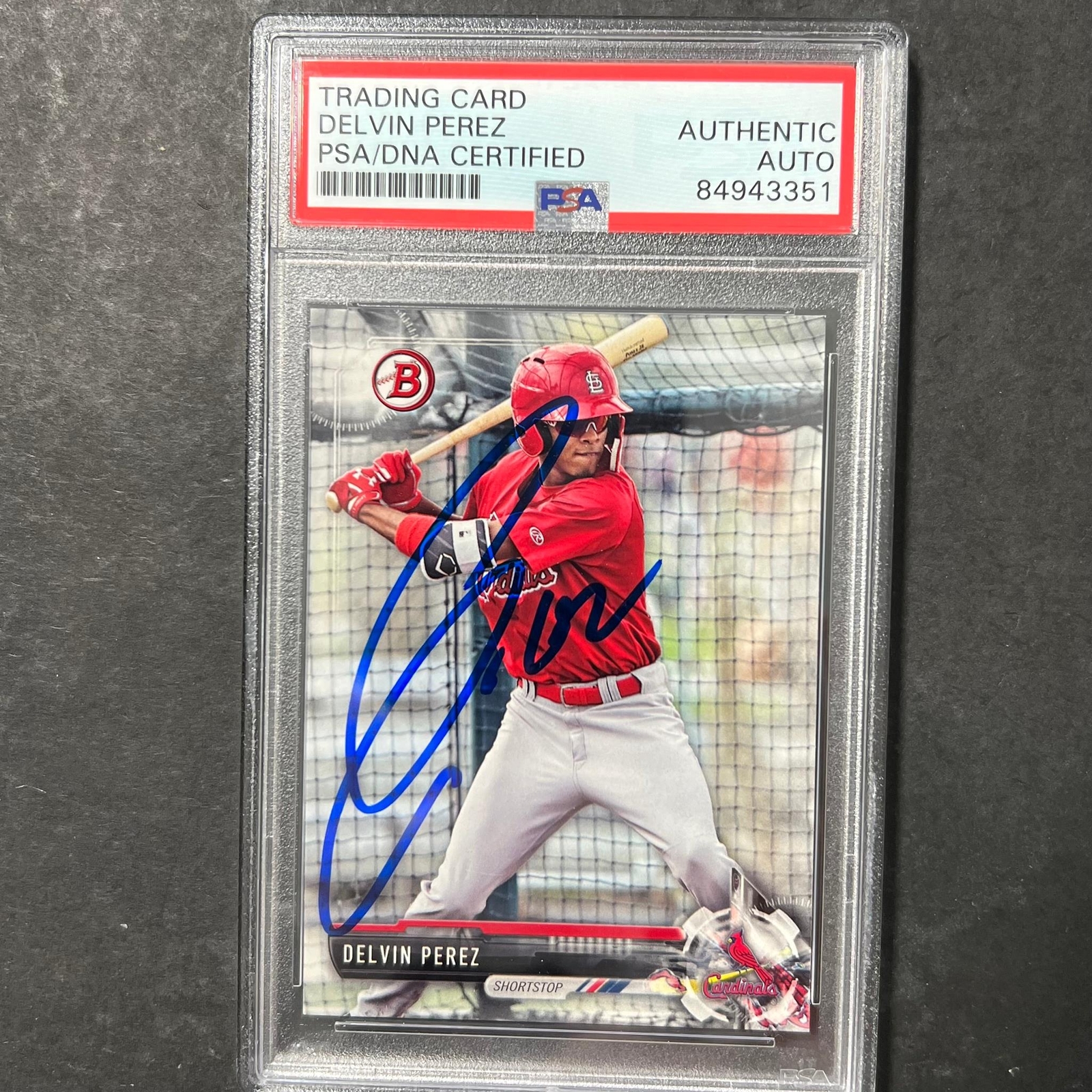 2017 Topps First Bowman #BD-147 Delvin Perez Signed Card PSA Slabbed Cardinals