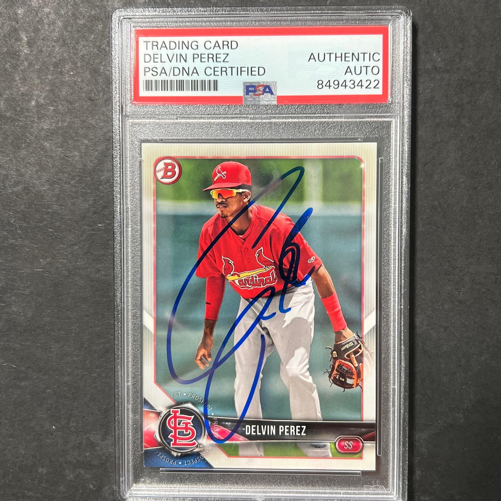 2018 Topps First Bowman #BP138 Delvin Perez Signed Card PSA Slabbed Cardinals