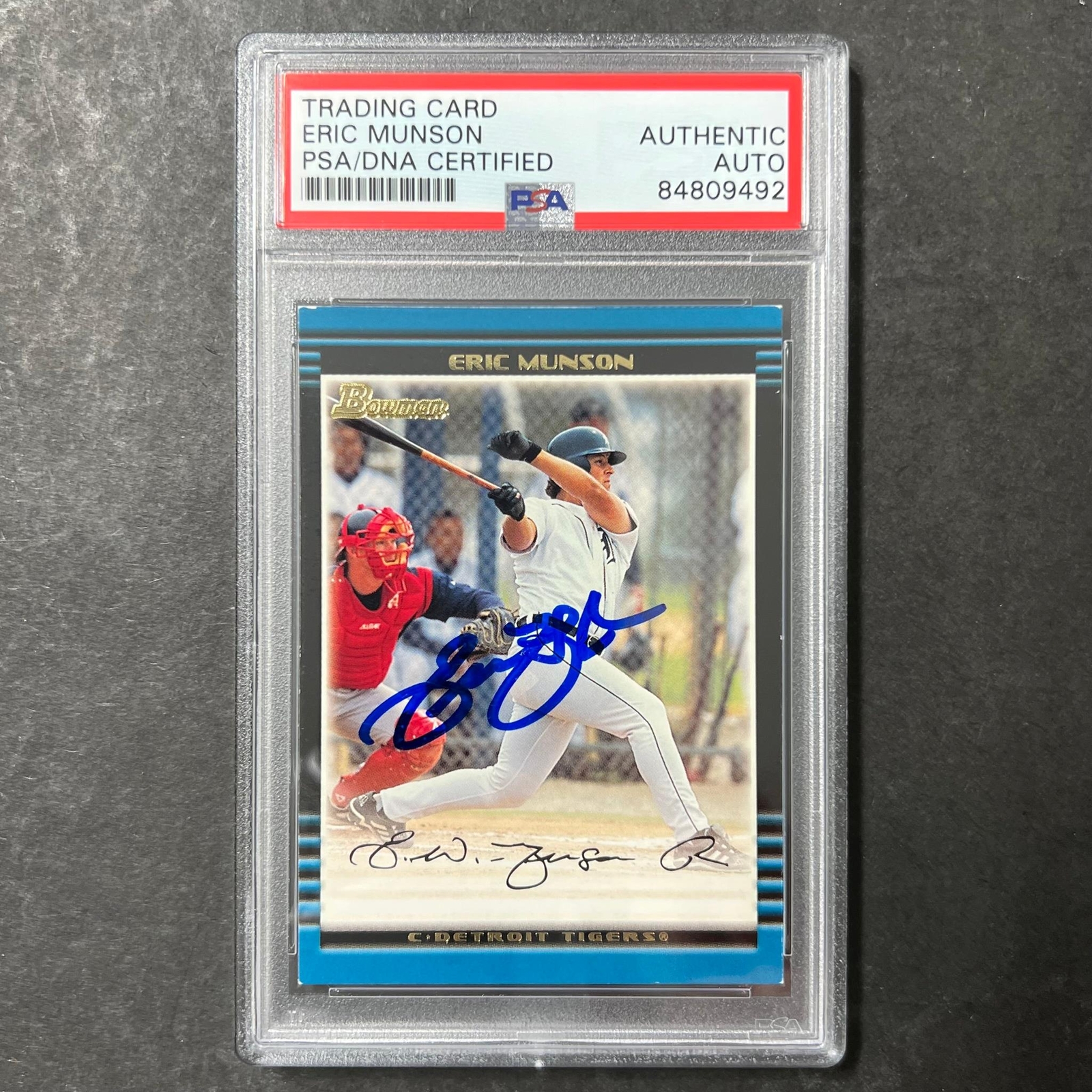 2001 Bowman #295 Eric Munson Signed Card PSA Slabbed Auto Tigers