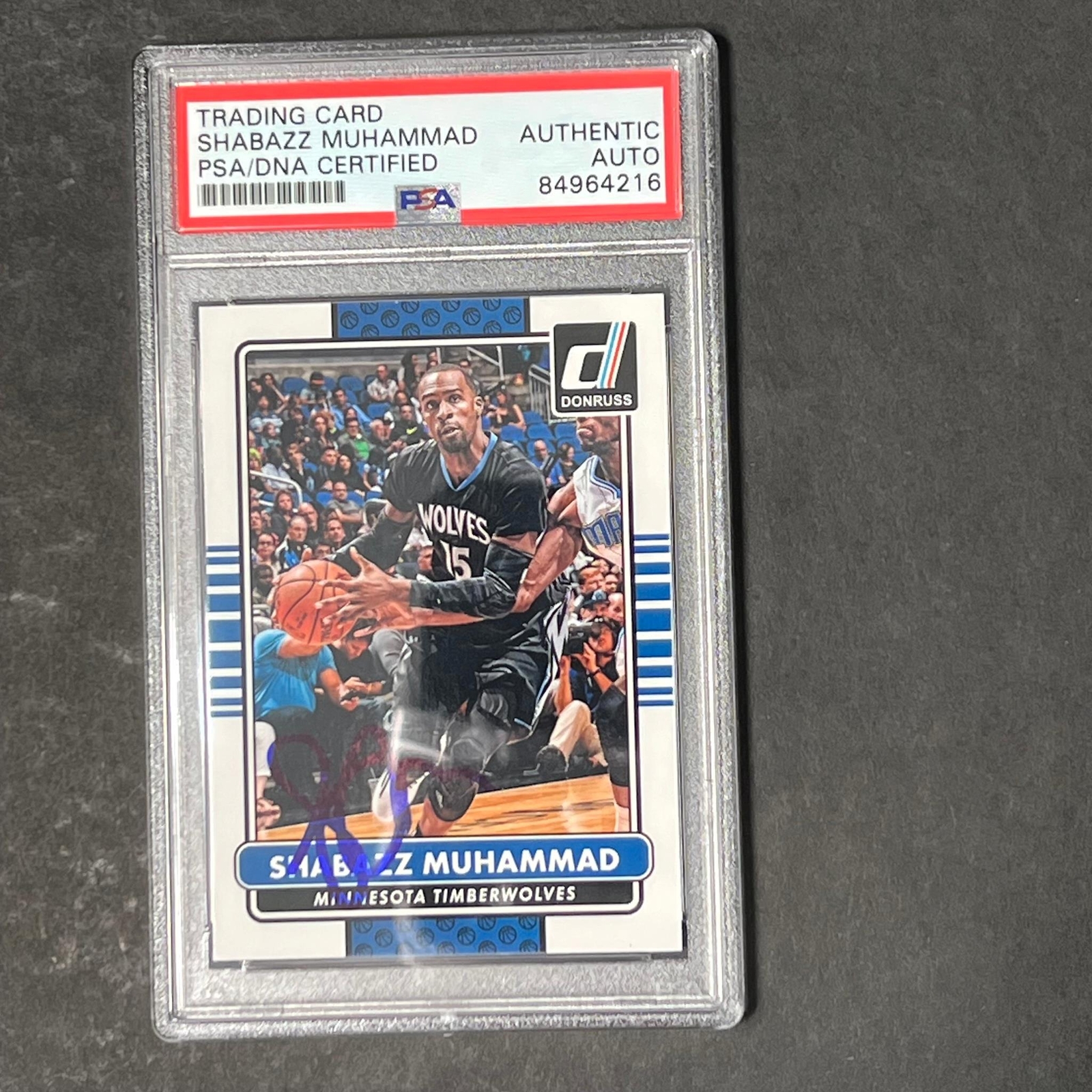 2014-15 Panini Donruss #180 Shabazz Muhammad Signed Card AUTO PSA Slabbed Timber