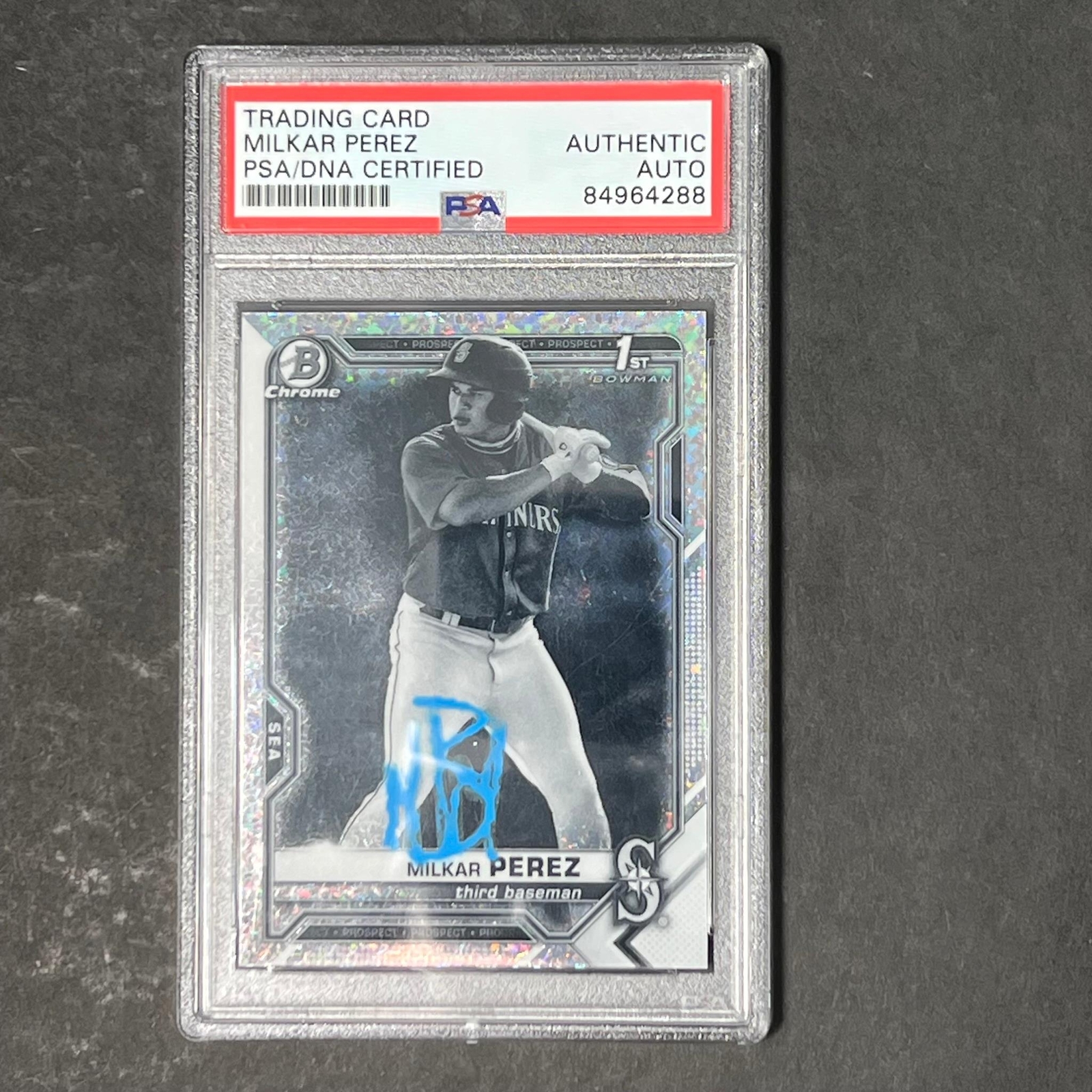 2021 Bowman Chrome #BCP-215 Milkar Perez Signed Card PSA Slabbed Auto Mariners