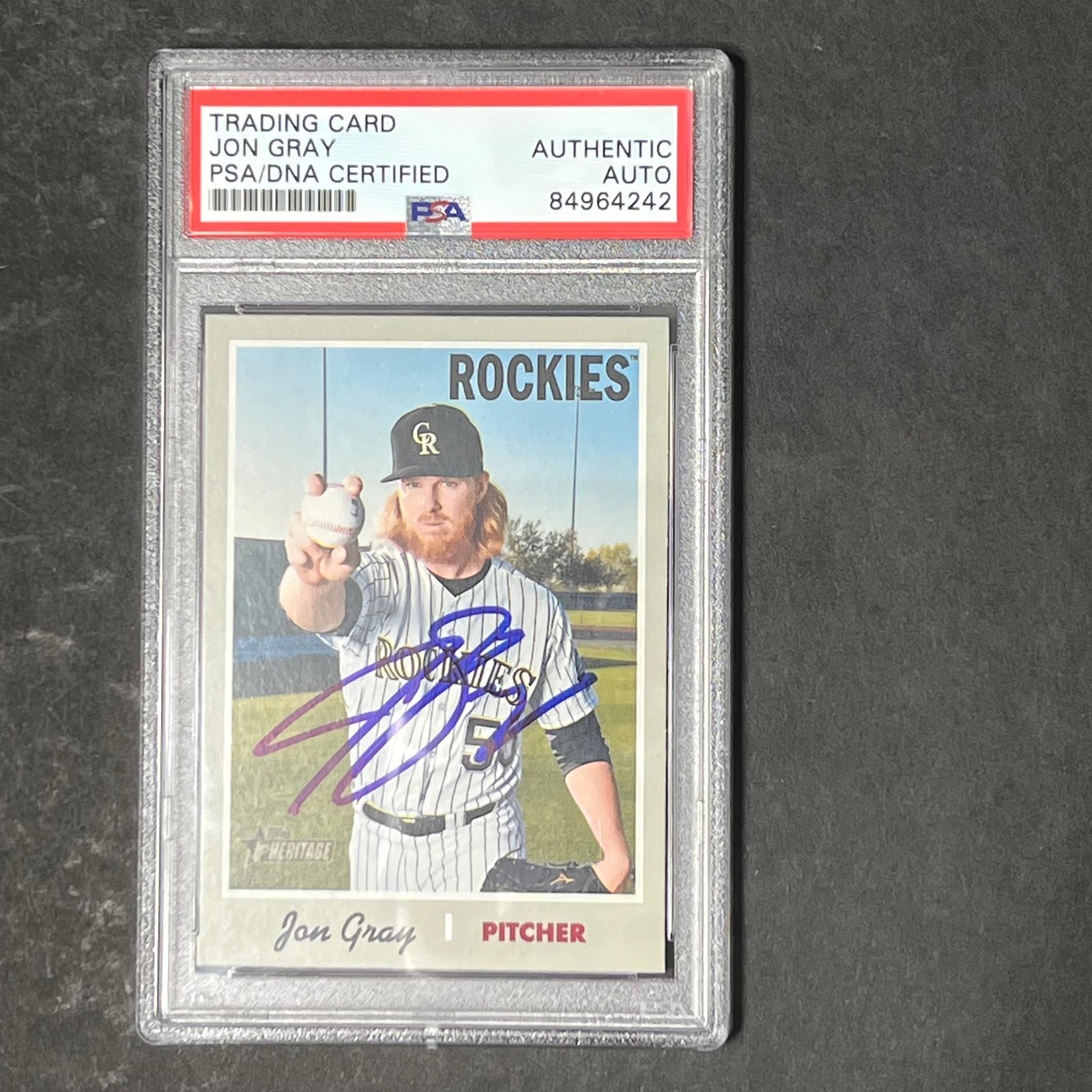 2019 Topps Heritage #255 Jon Gray Signed Card PSA Slabbed Auto Rockies