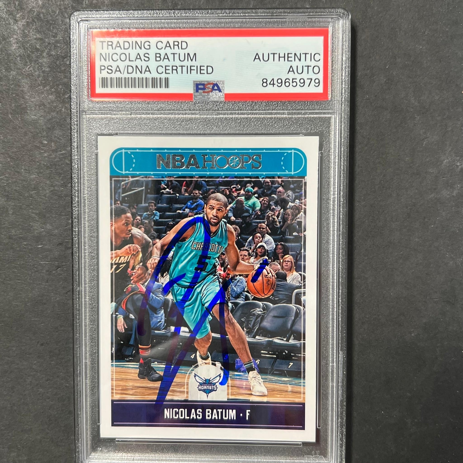 2017-18 Panini Hoops #74 Nicolas Batum Signed Card AUTO Grade PSA Slabbed Hornet