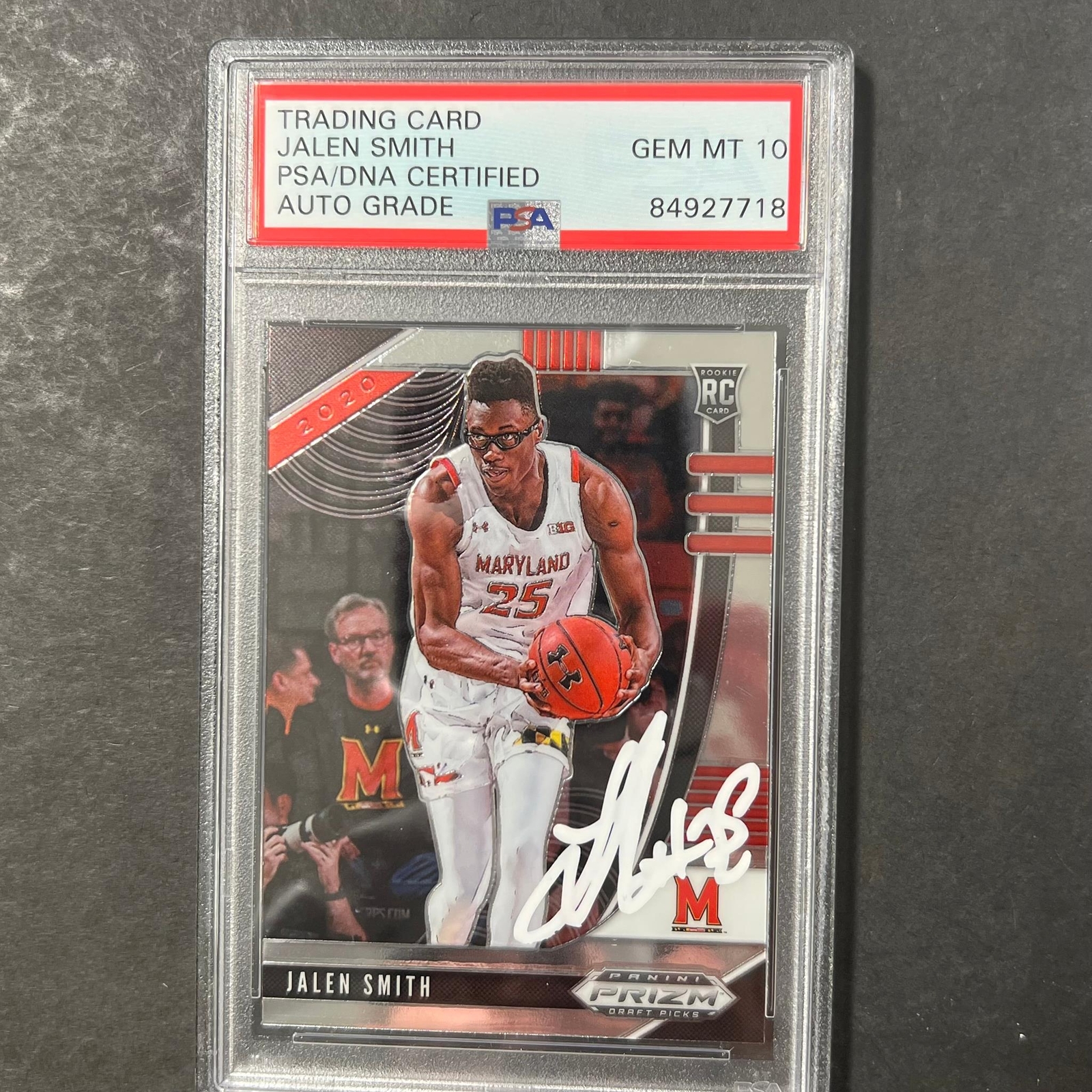 2020-21 Panini Prizm Draft Picks #30 Jalen Smith Signed Card AUTO 10 PSA Slabbed