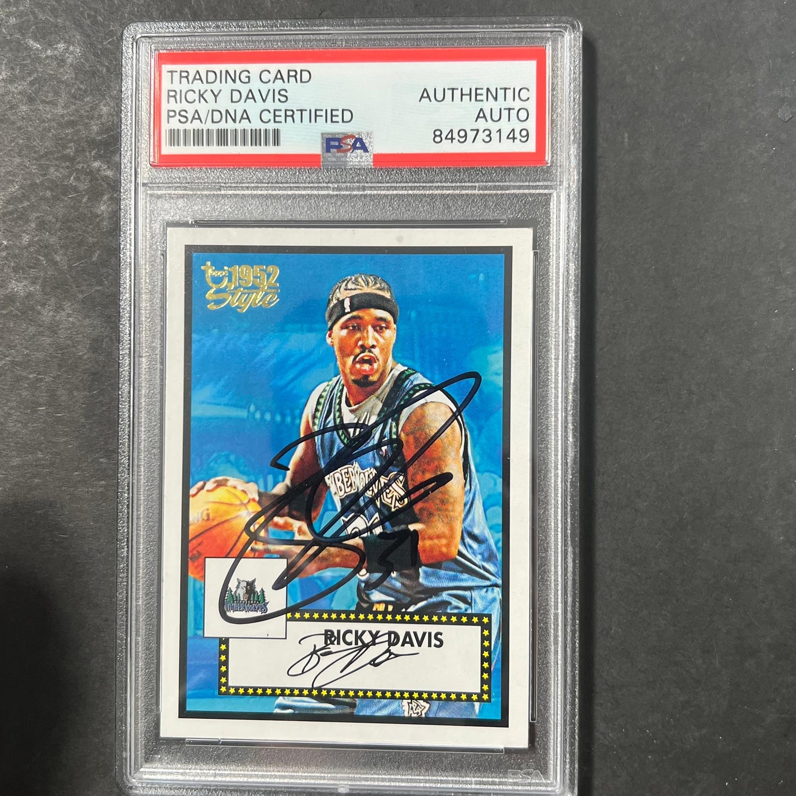 2005-06 Topps 1952 Style #99 Ricky Davis Signed Card AUTO PSA Slabbed Timberwolv