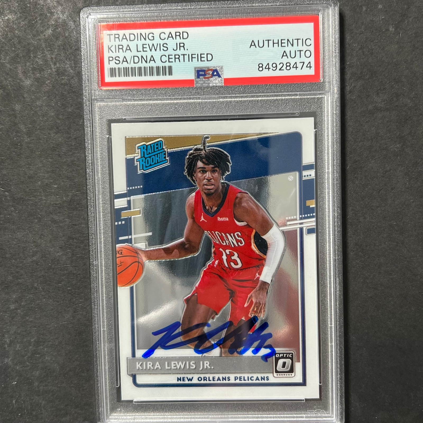 2020-21 Panini Donruss Optic #163 Kira Lewis Jr. Signed Card AUTO PSA Slabbed Pe