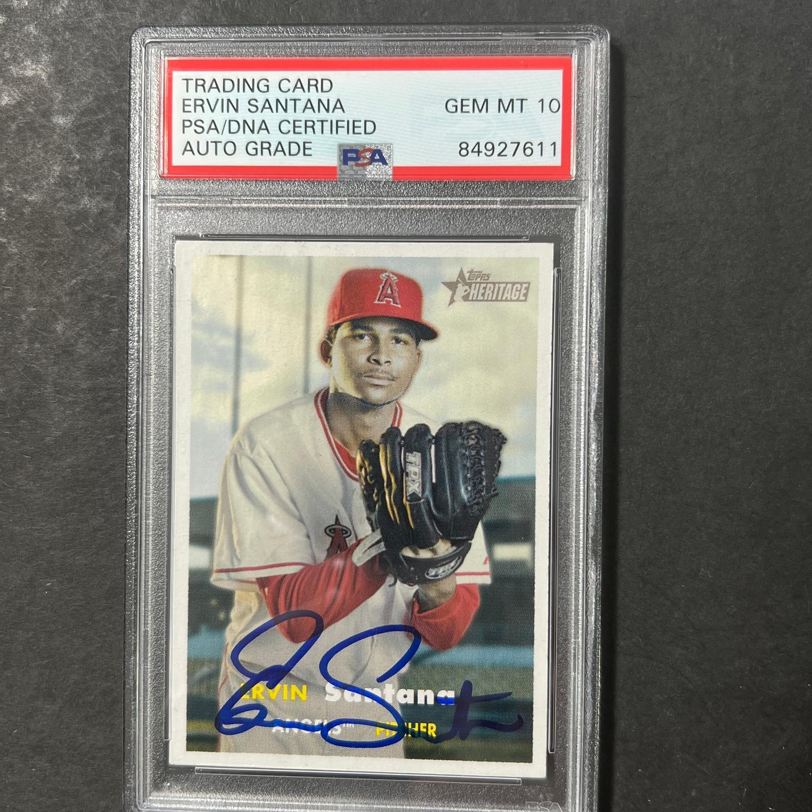 2006 Topps Heritage #264 Ervin Santana Signed Card AUTO 10 PSA/DNA Slabbed Angel
