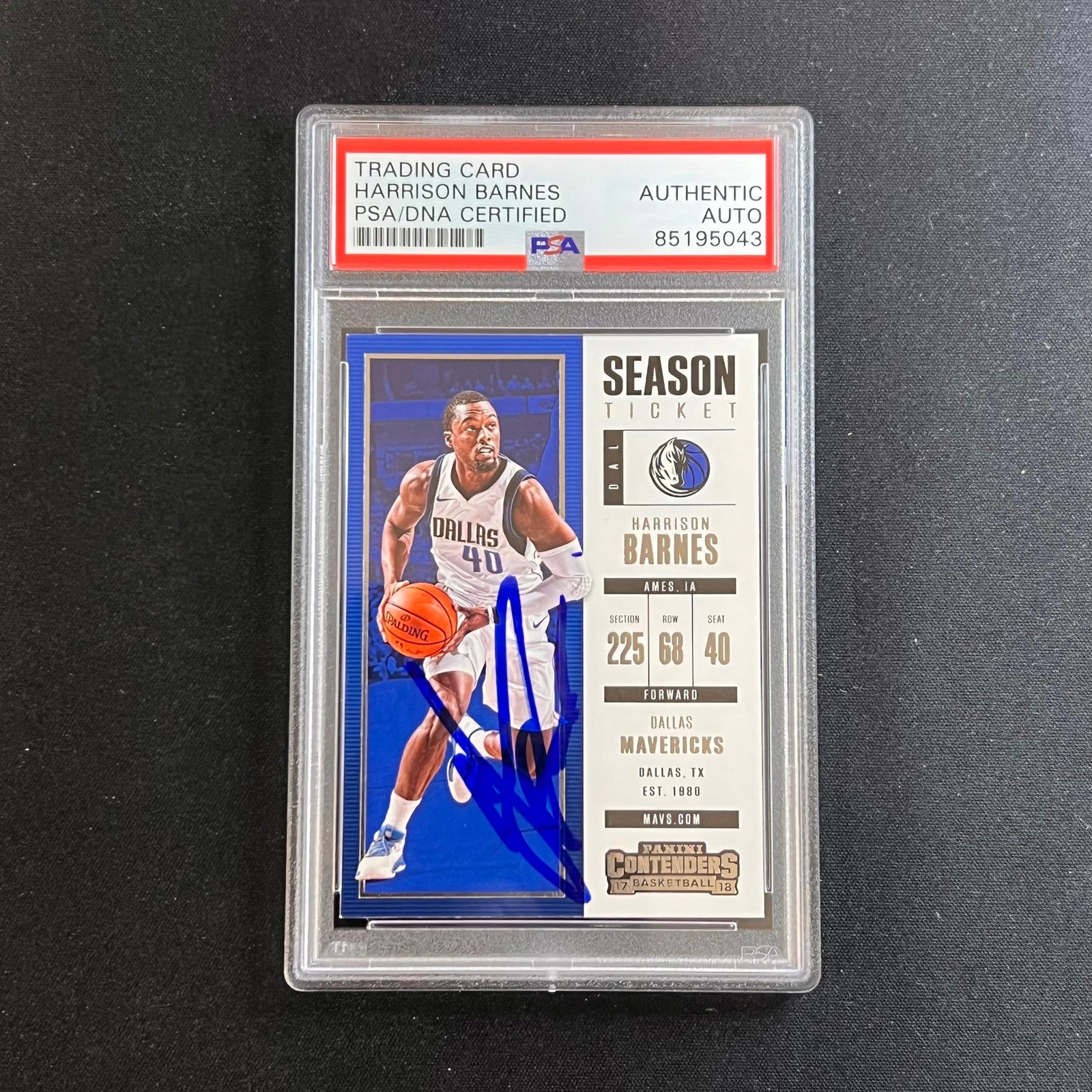 2017-18 Panini Contenders #46 Harrison Barnes Signed Card AUTO PSA Slabbed Maver
