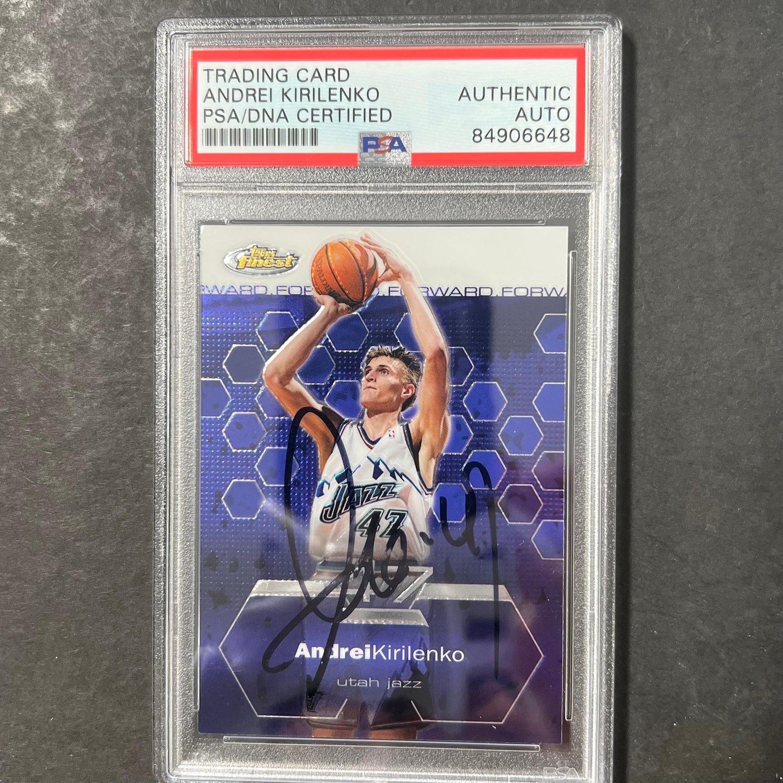 2002-03 Topps Finest #6 Andrei Kirilenko Signed Card AUTO PSA Slabbed Jazz