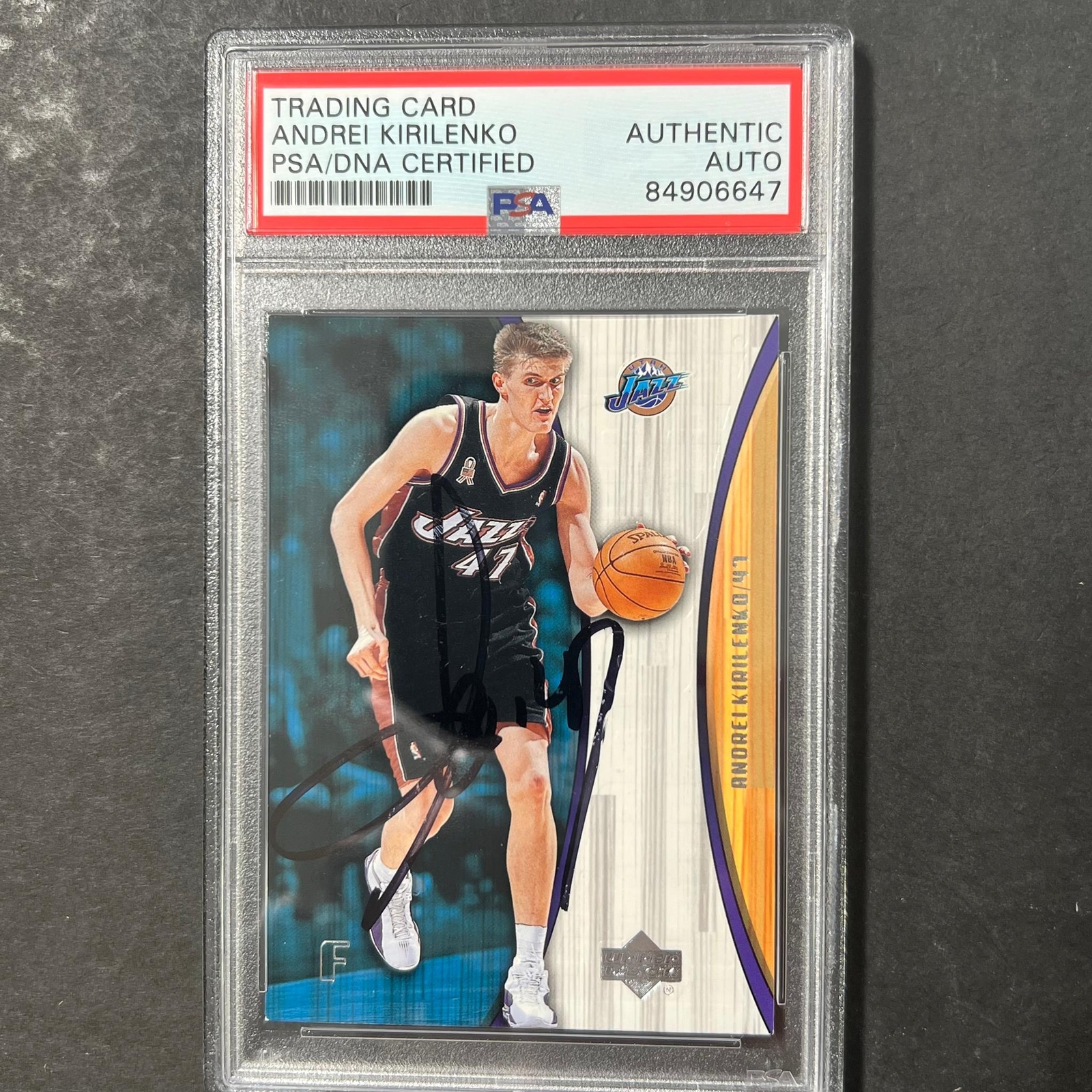 2002-03 Upper Deck #86 Andrei Kirilenko Signed Card AUTO PSA Slabbed Jazz