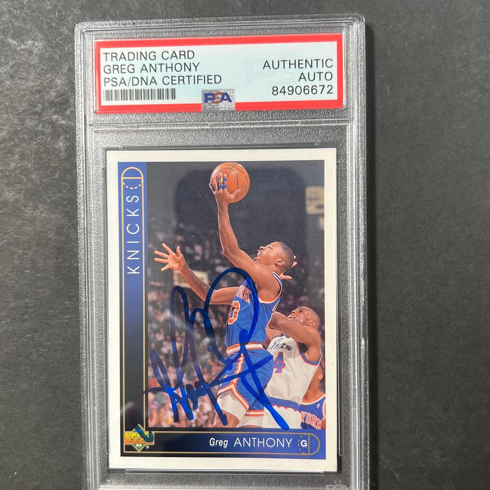 1993-94 Upper Deck #292 Greg Anthony Signed Card AUTO PSA/DNA Slabbed Knicks