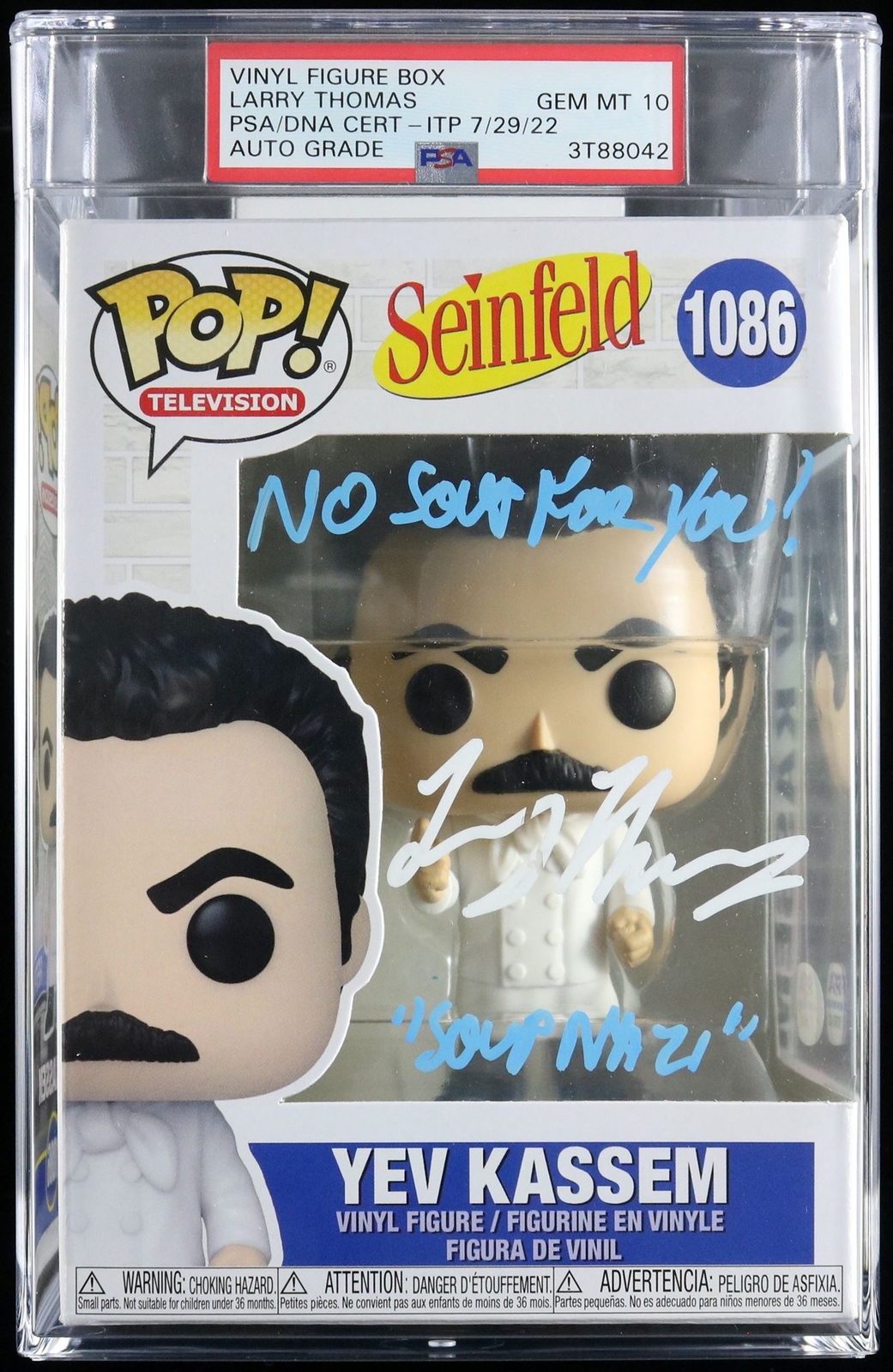 Larry Thomas Signed Yev Kassem Funko Pop Seinfeld PSA/DNA Auto 10 Slabbed