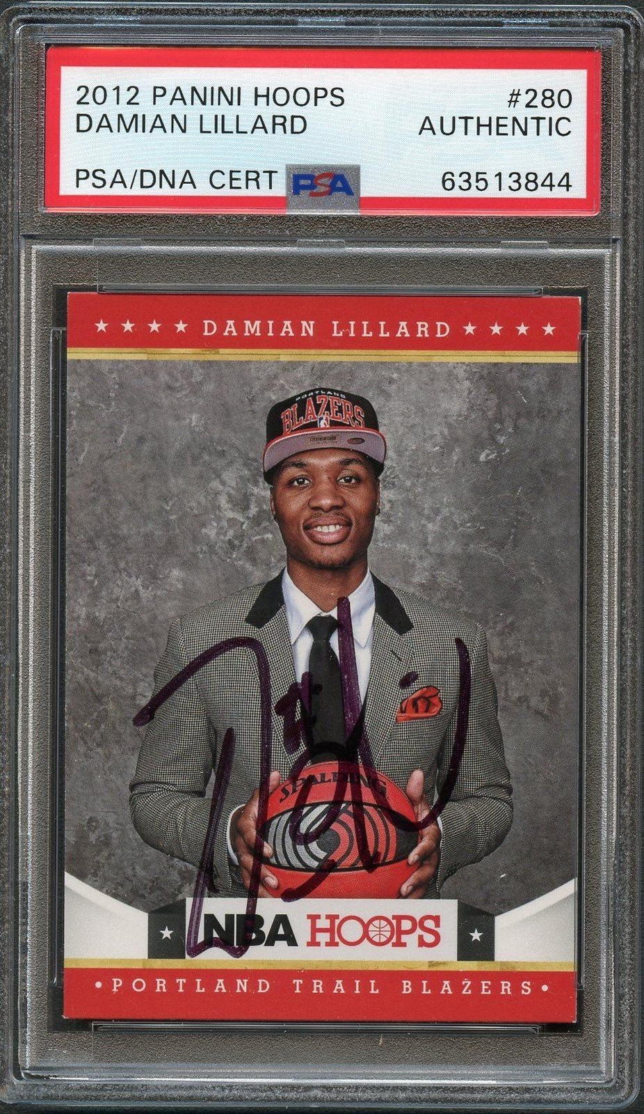 2012 NBA Hoops #280 Damian Lillard Signed Rookie Card AUTO PSA Slabbed RC Blazer