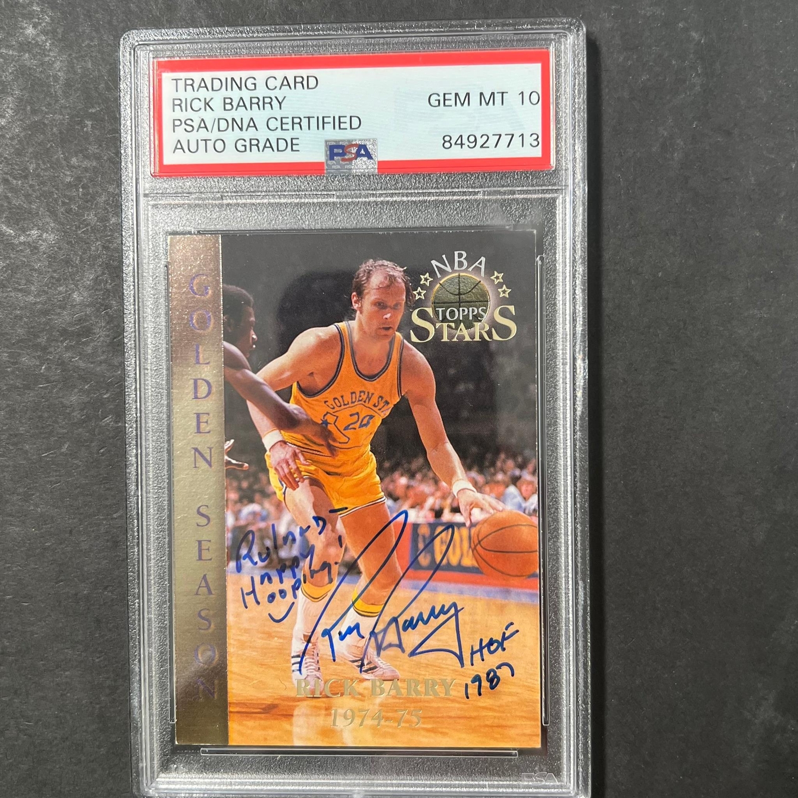 1996 Topps Stars #55 Rick Barry Signed Card AUTO 10 PSA Slabbed Warriors