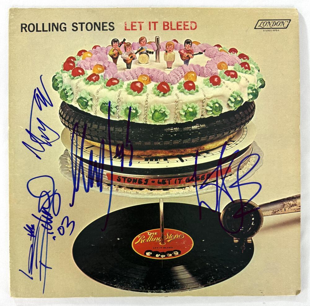 The Rolling Stones Band x4 Signed Autograph Album Vinyl Record LP w/ JSA COA