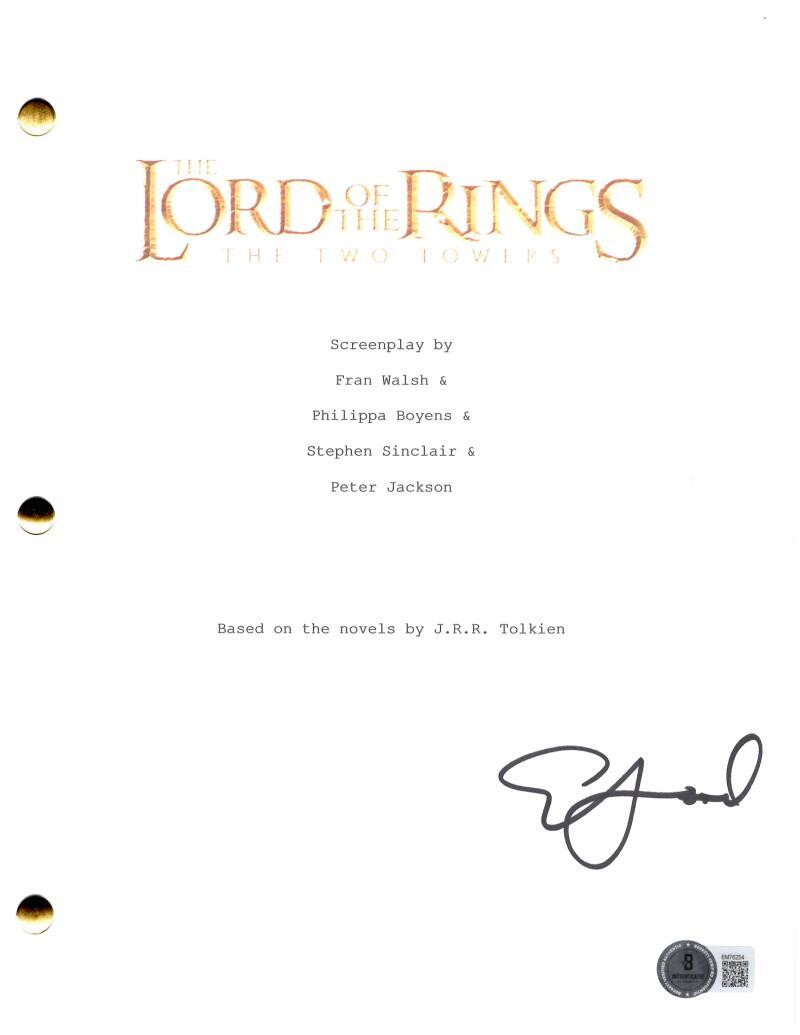 Elijah Wood Signed Autograph Lord of the Rings The Two Towers Script Beckett COA