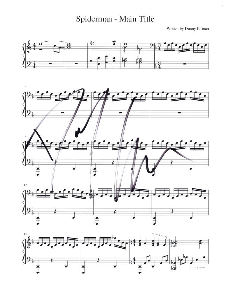 Danny Elfman Signed Autograph Spider-Man Sheet Music - Starring Tobey Maguire