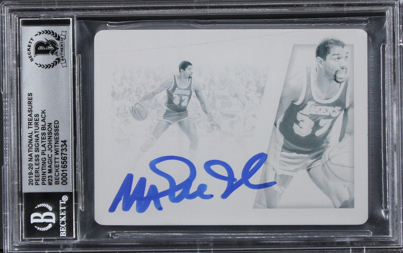 Lakers Magic Johnson Signed 2019 National Treasures #23 Card Auto 10! BAS Slab