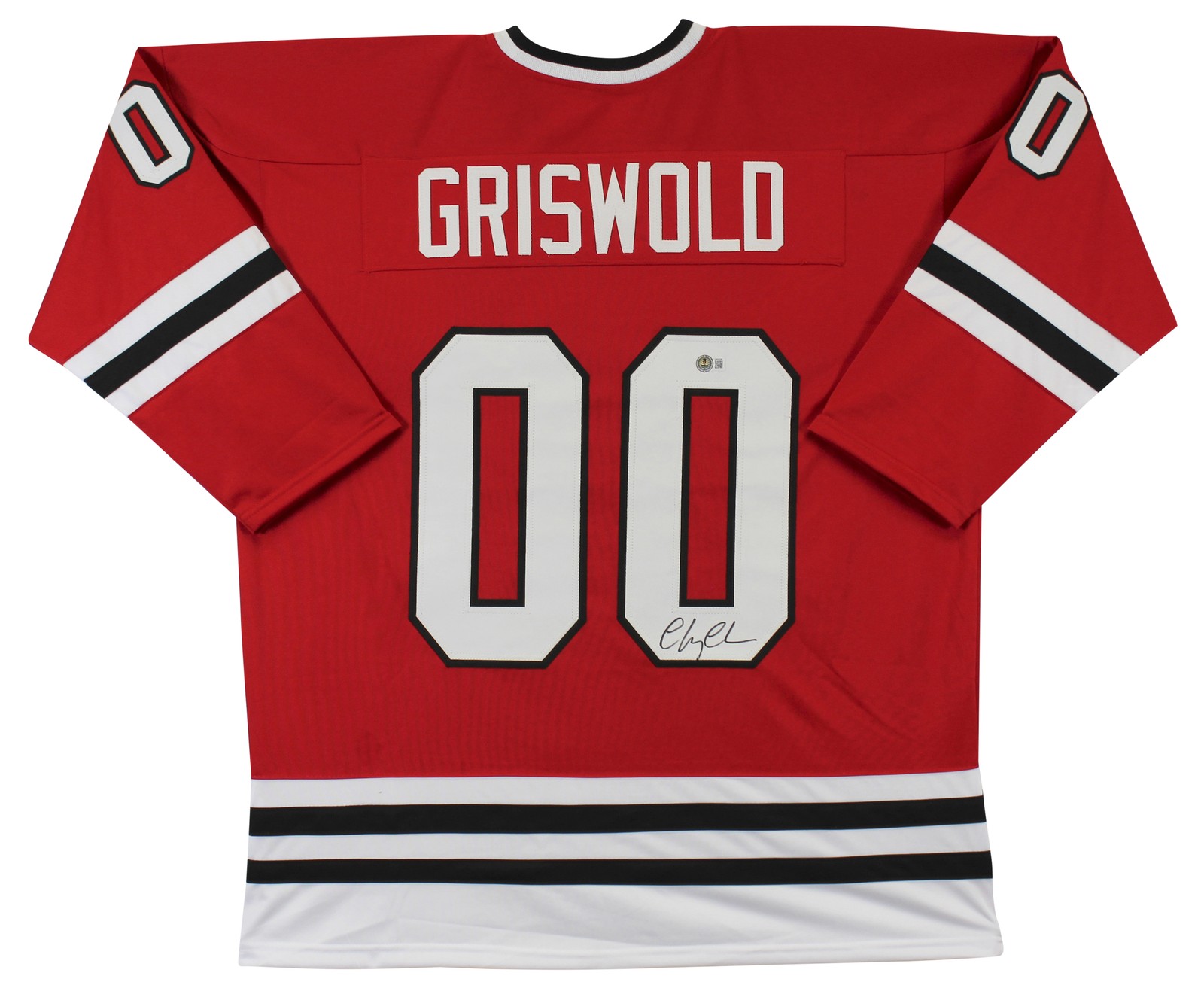 Chevy Chase Christmas Vacation Authentic Signed Red Santa Clark Jersey BAS Wit 2