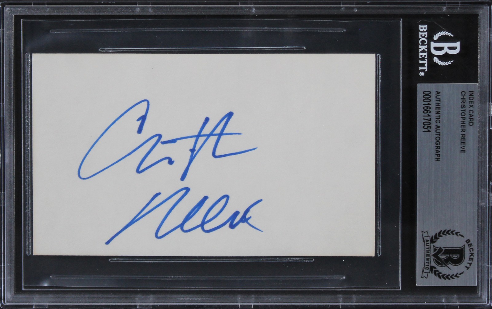 Christopher Reeve Superman Authentic Signed 3x5 Index Card BAS Slabbed 2