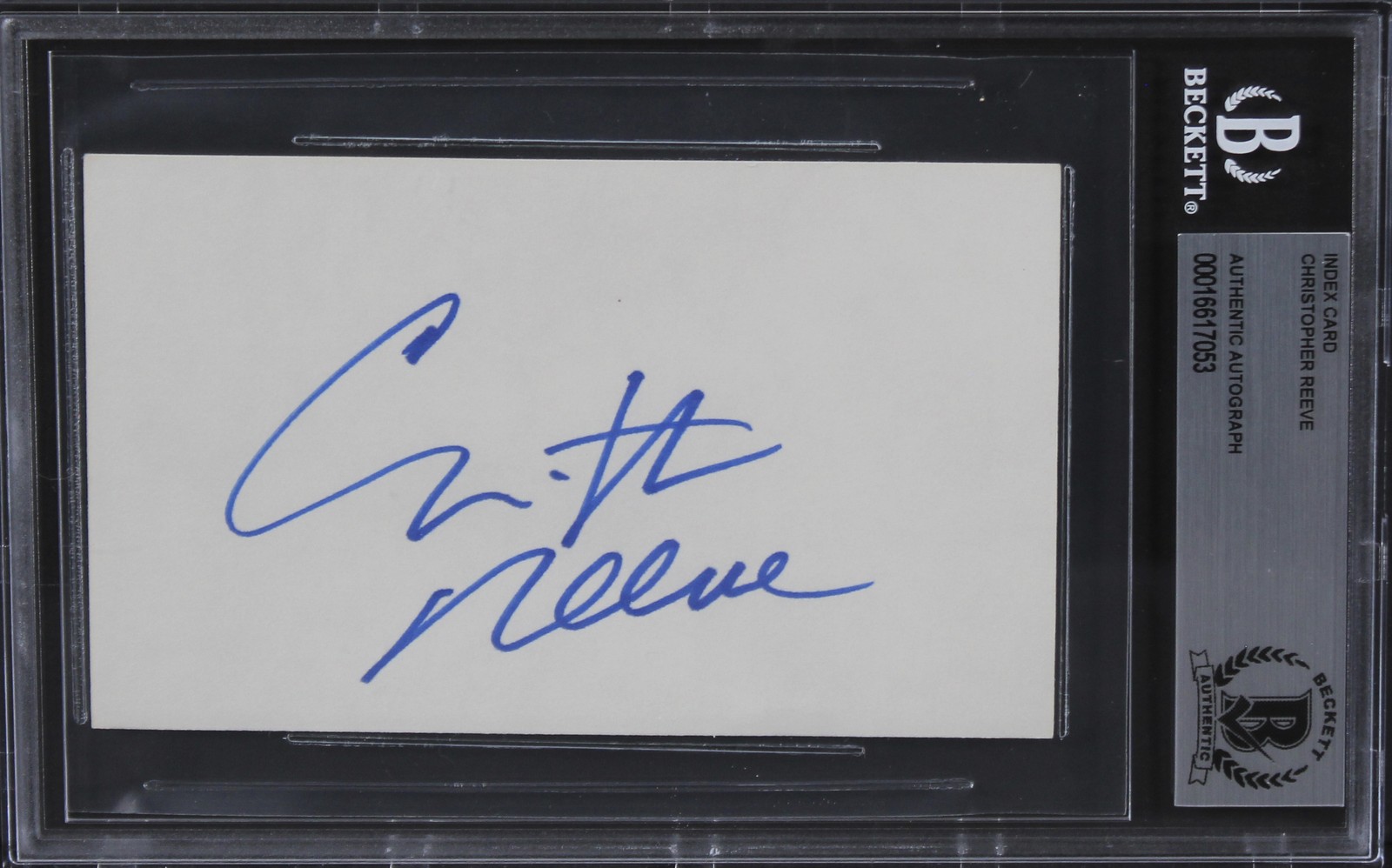 Christopher Reeve Superman Authentic Signed 3x5 Index Card BAS Slabbed 3