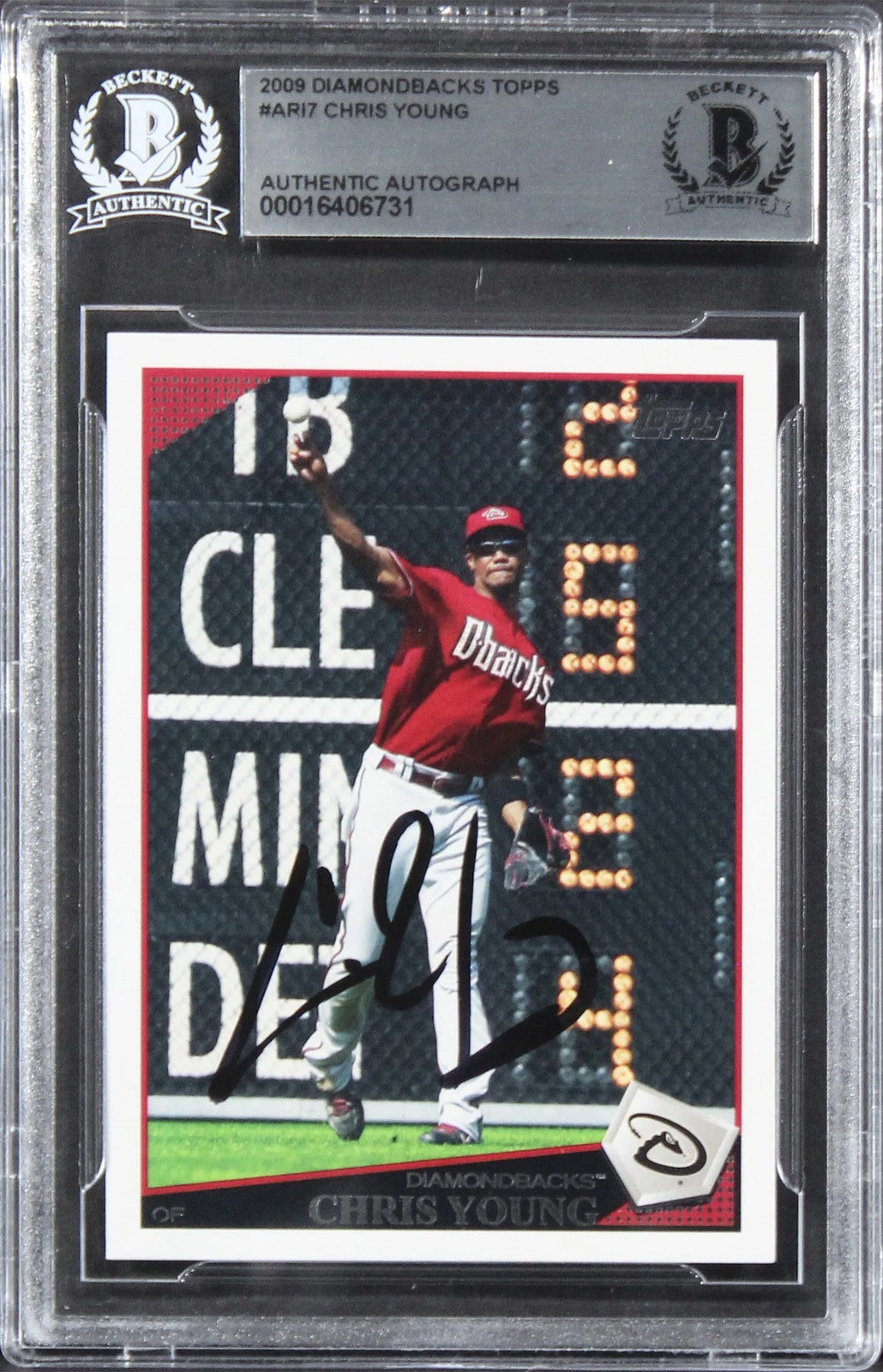 Diamondbacks Chris Young Authentic Signed 2009 Topps #ARI7 Card BAS Slabbed