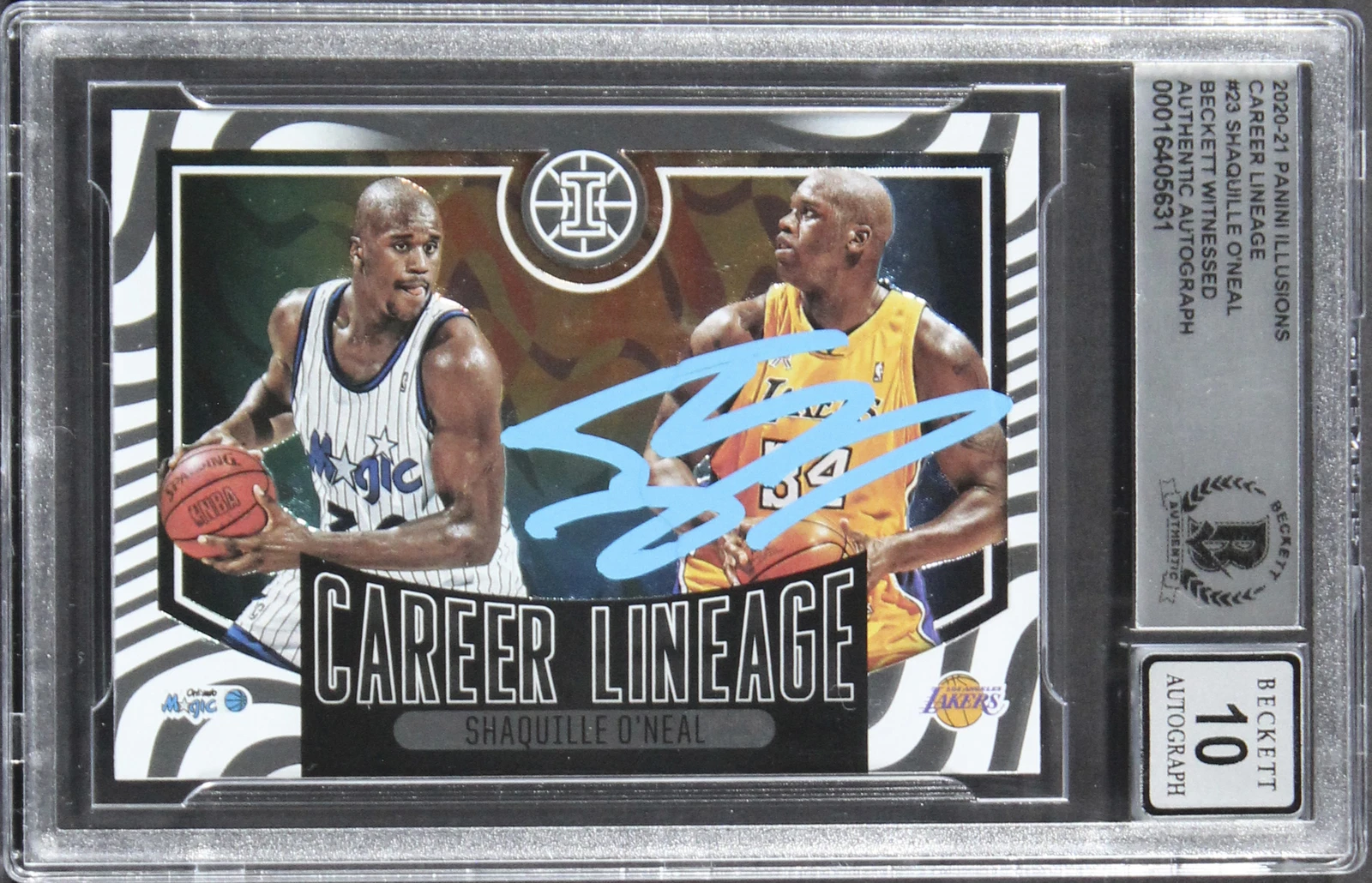 Magic Shaquille O'Neal Signed 2020 Panini Illusions CL #23 Card Auto 10 BAS Slab