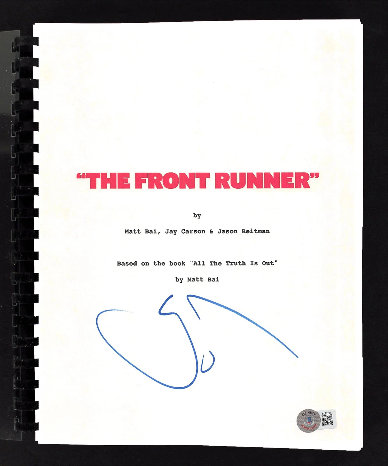 Hugh Jackman The Front Runner Authentic Signed Movie Script BAS #BL91190