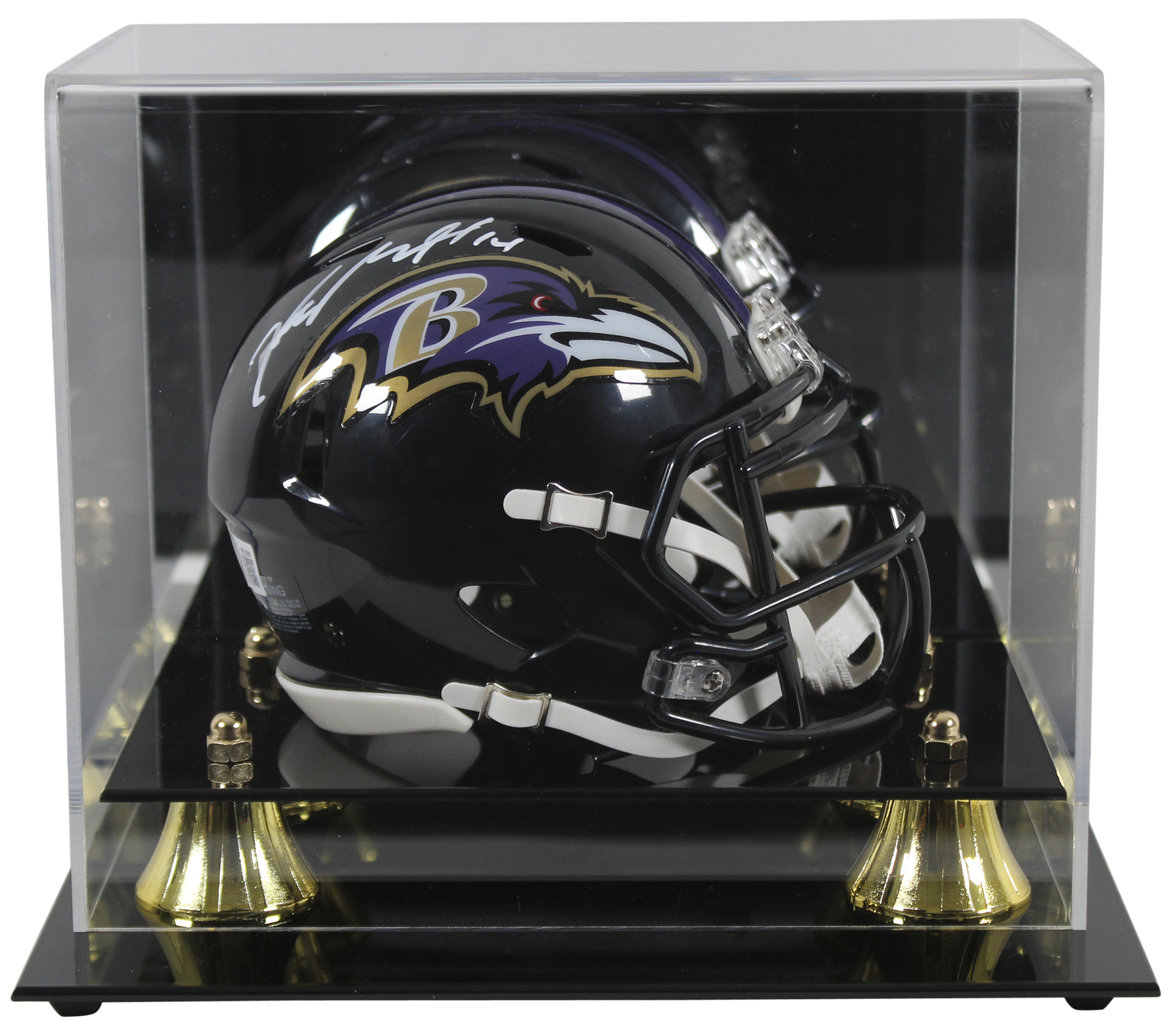 Ravens Kyle Hamilton Signed Speed Mini Helmet w/ White Sig & Case BAS Witness