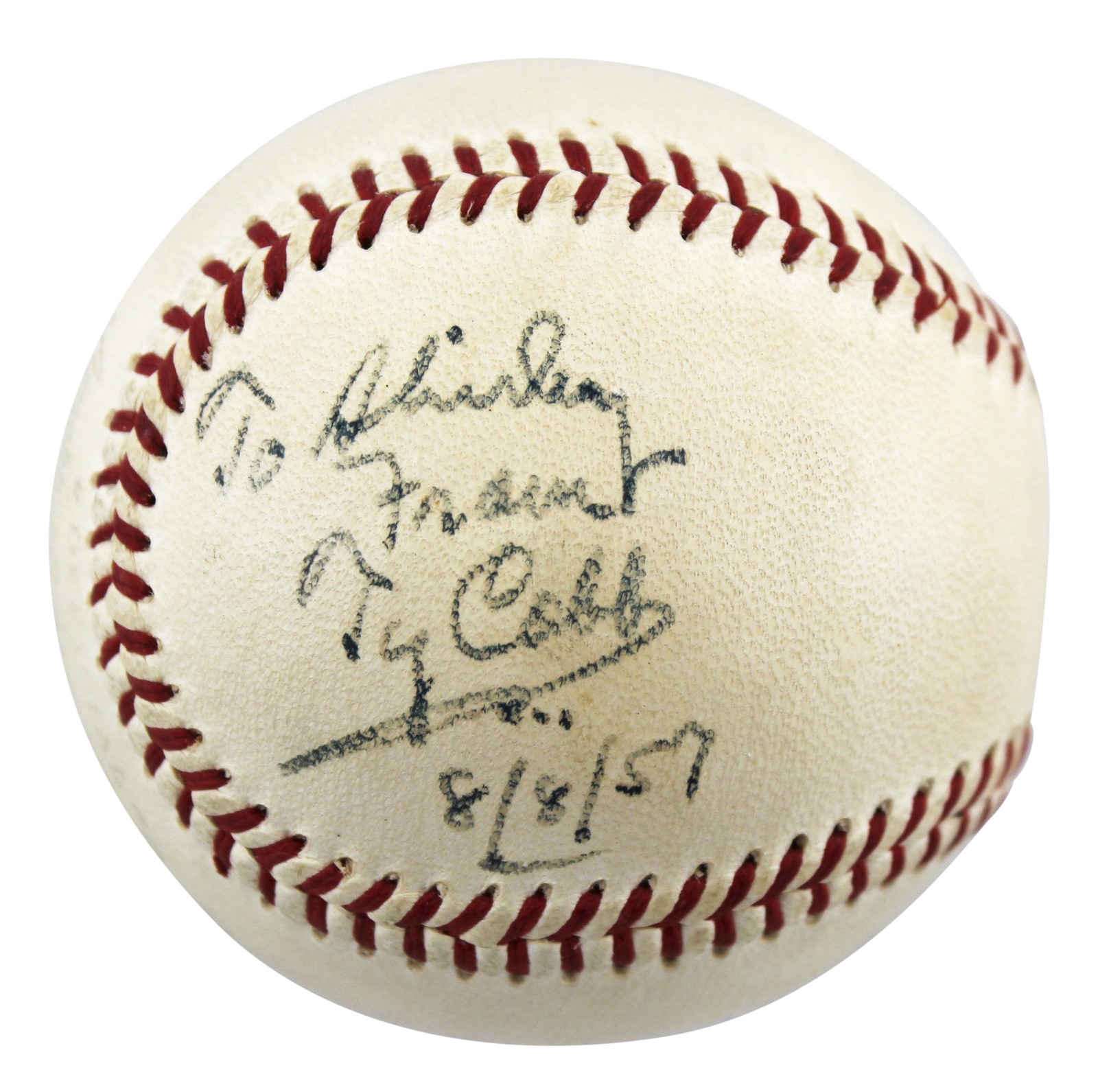 Tigers Ty Cobb To Shirley From 8/8/57 Authentic Signed Oal Baseball JSA #XX00562