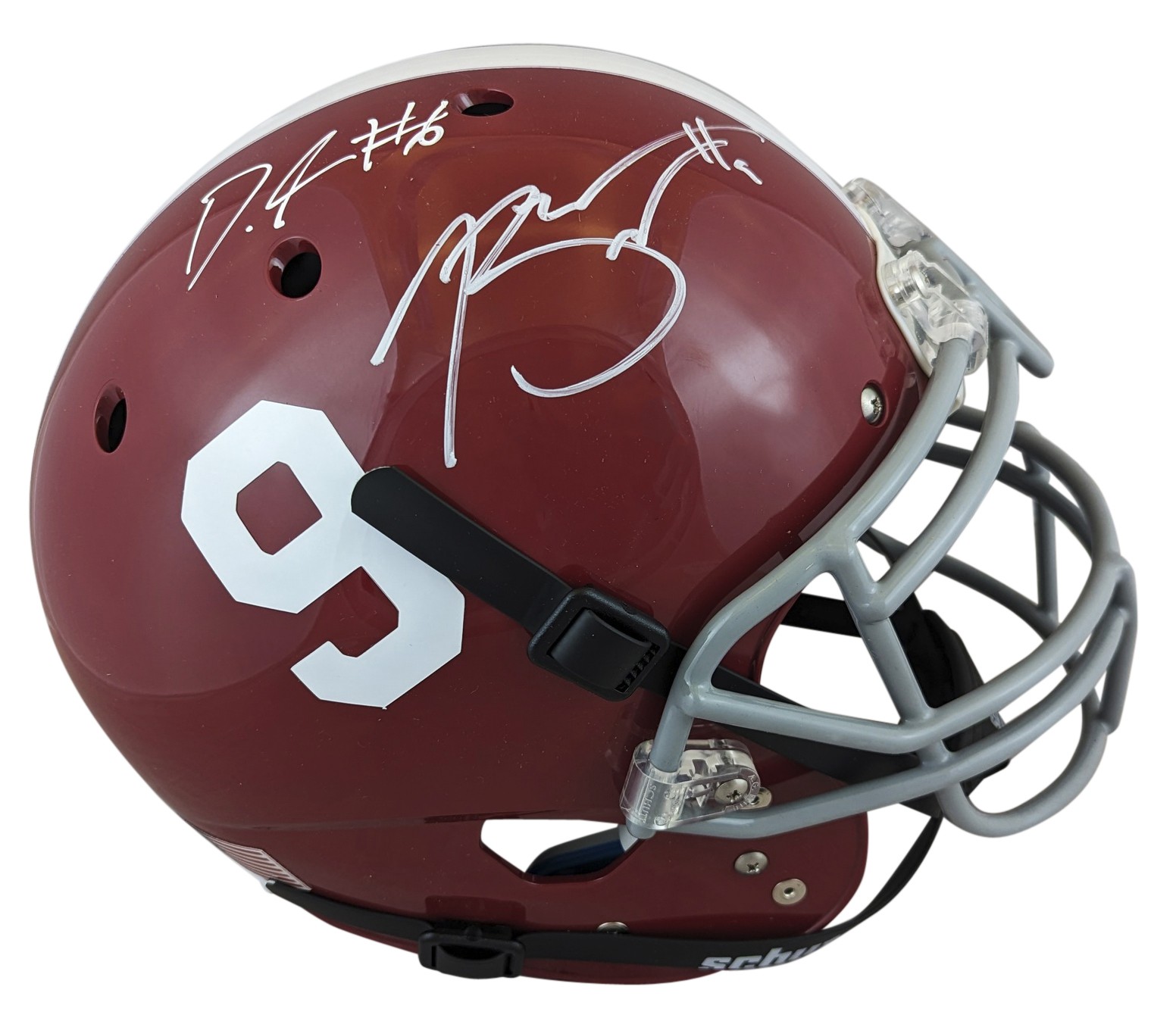 ALABAMA BRYCE YOUNG & DEVONTA SMITH SIGNED SCHUTT F/S PROLINE HELMET BAS WITNESS COLLECTIBLE MEMORABILIA