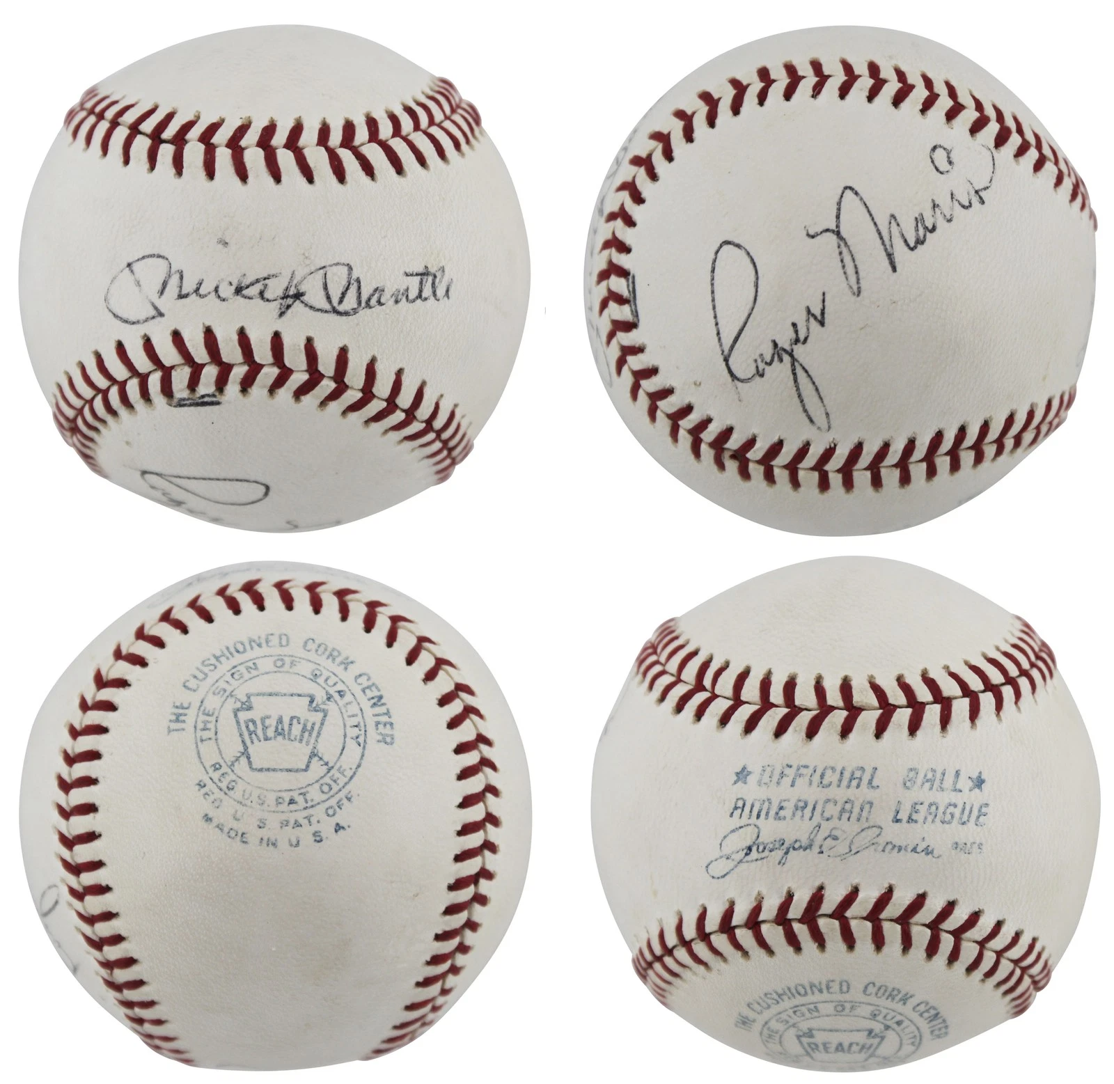 YANKEES MICKEY MANTLE & ROGER MARIS AUTHENTIC SIGNED OAL BASEBALL JSA #Y25347 COLLECTIBLE MEMORABILIA