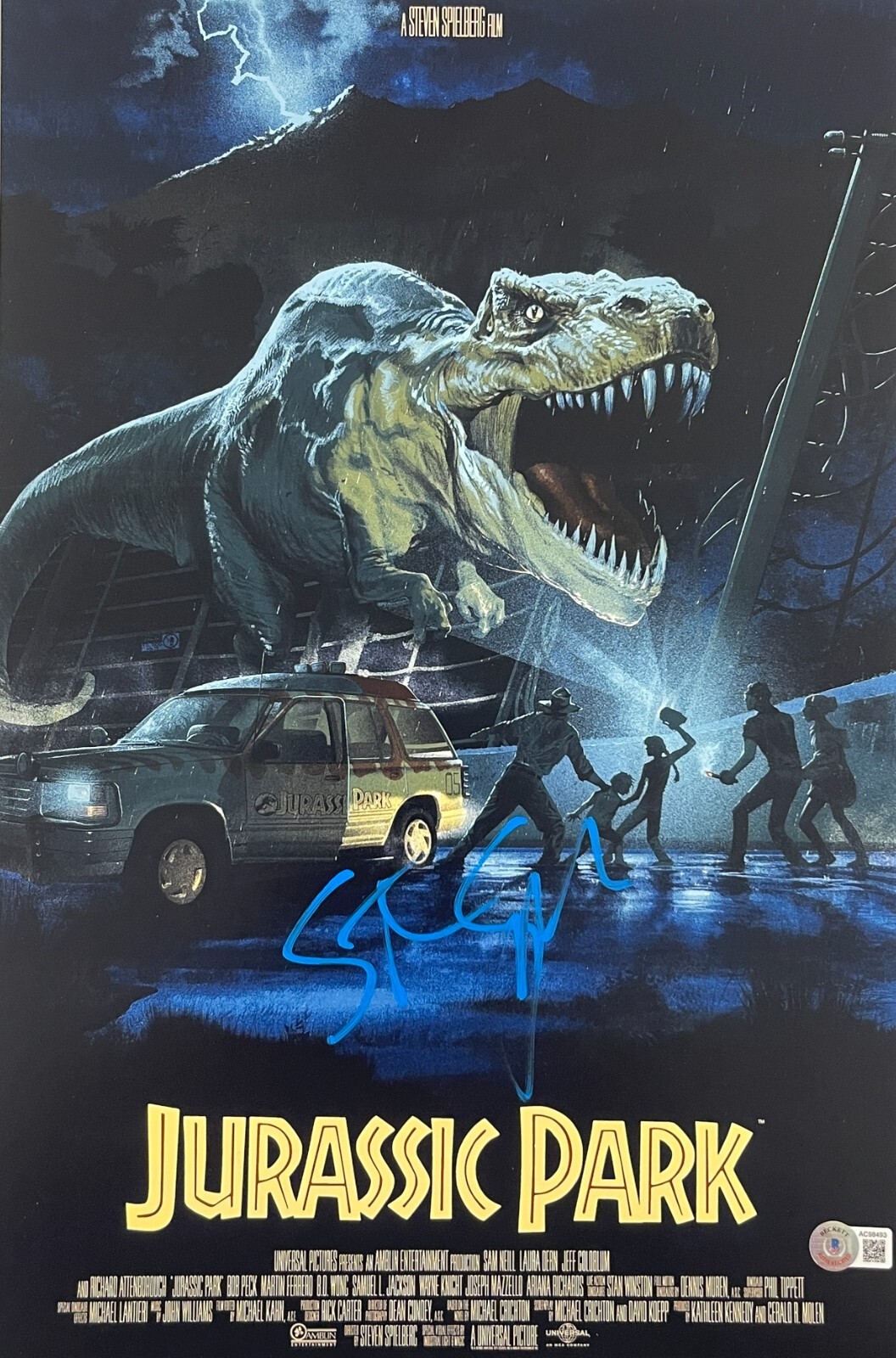 Steven Spielberg Signed 12x18 Photo Jurassic Park Authentic Autograph Beckett