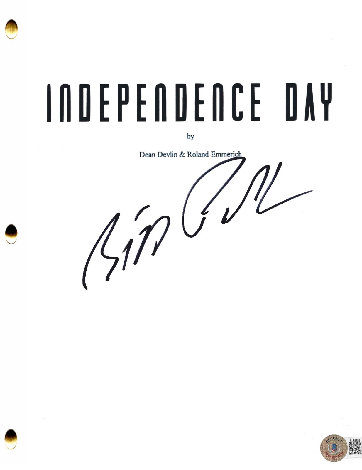 Bill Pullman Signed Independence Day Full Script Authentic Autograph Beckett