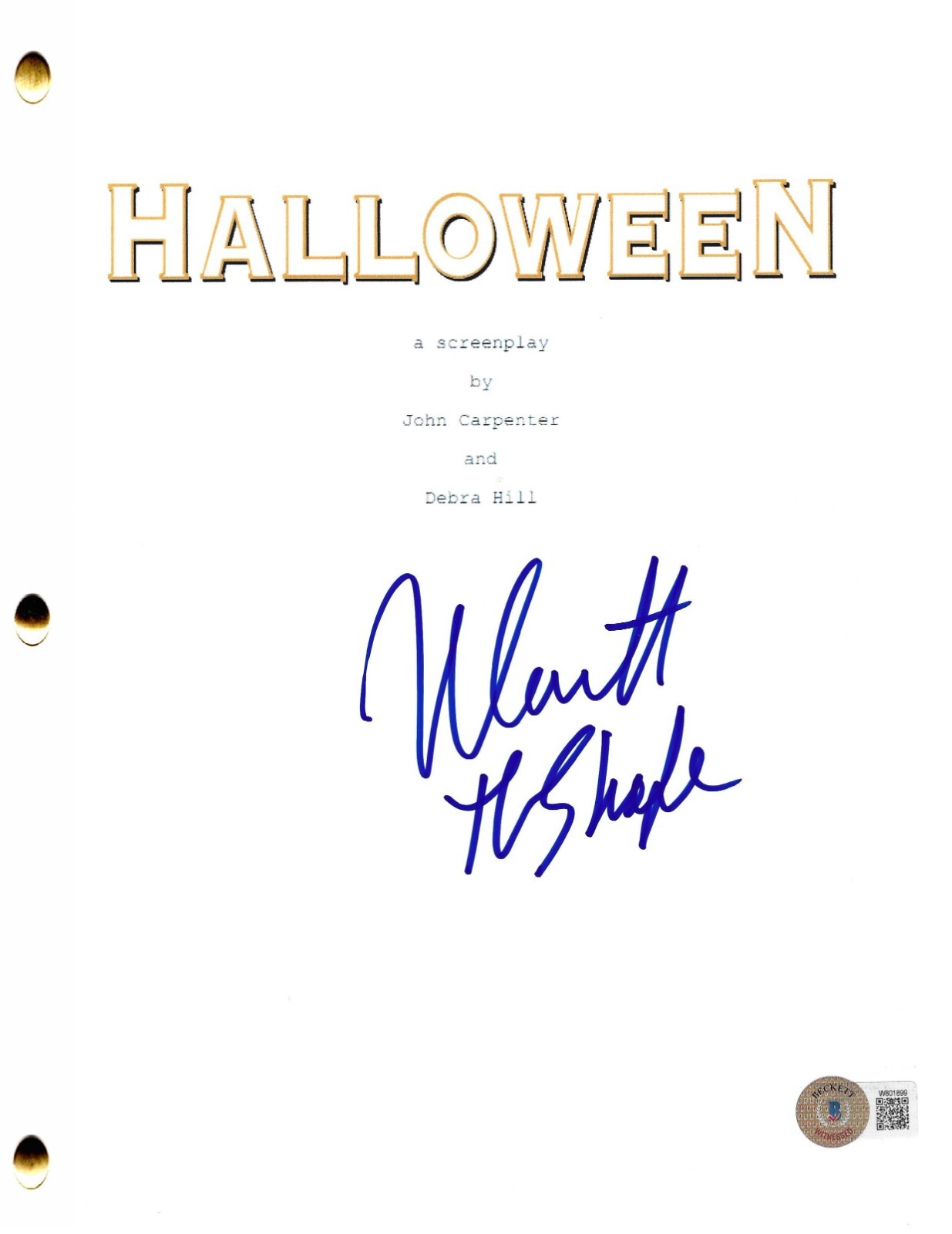 Nick Castle Signed Halloween Full Script Authentic Autograph Beckett Witness