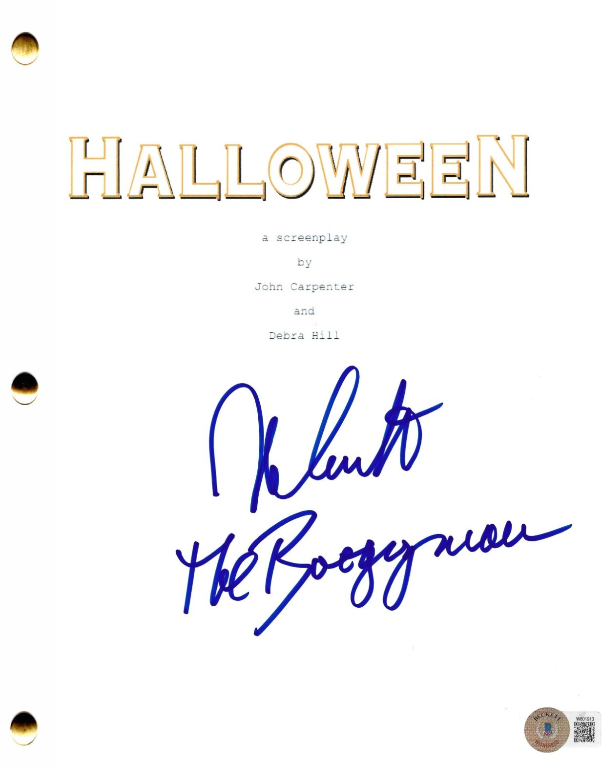 Nick Castle Signed Halloween Full Script Authentic Autograph Beckett Witness