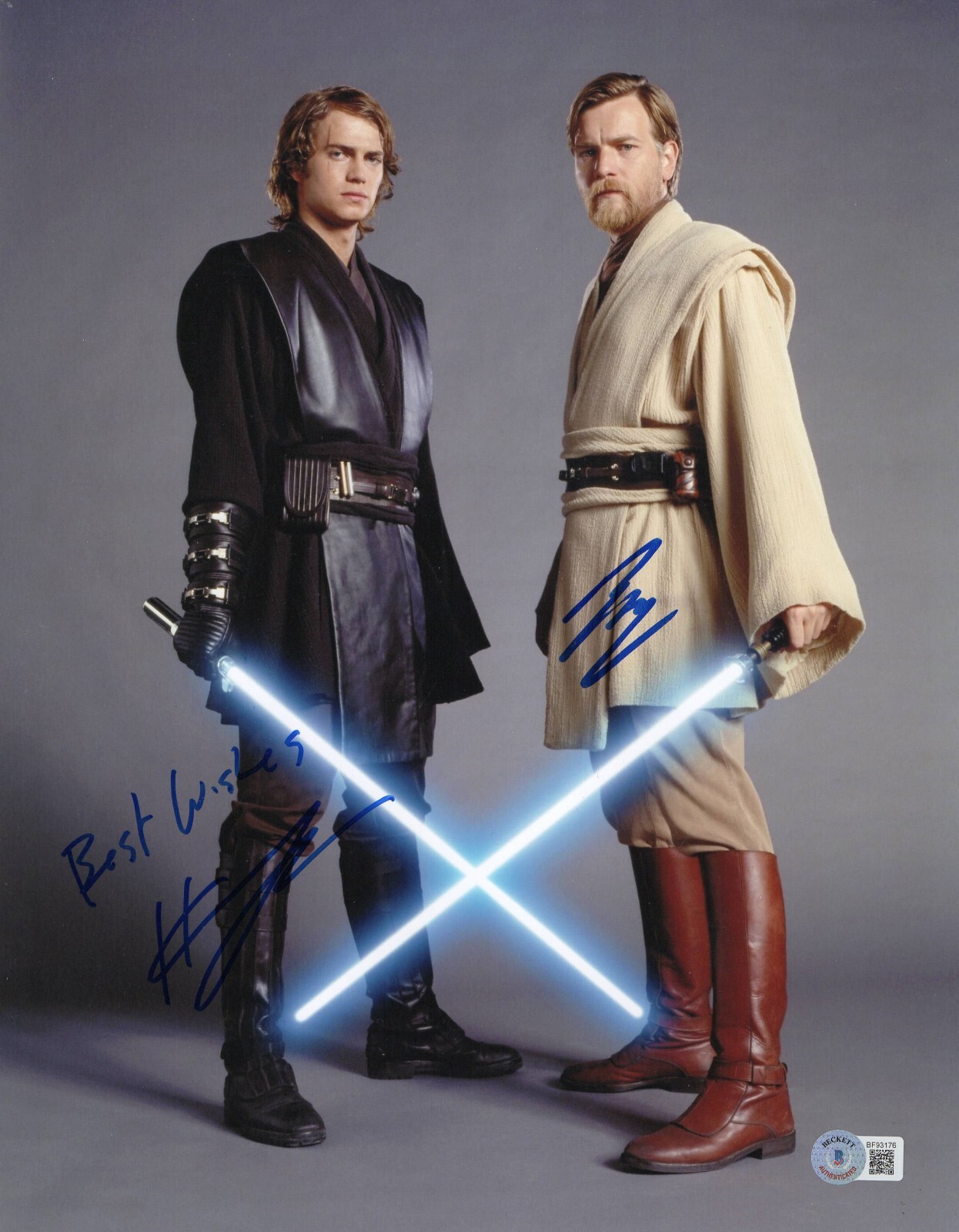 Ewan Mcgregor Hayden Christensen Signed 11x14 Photo Star Wars Autograph Beckett