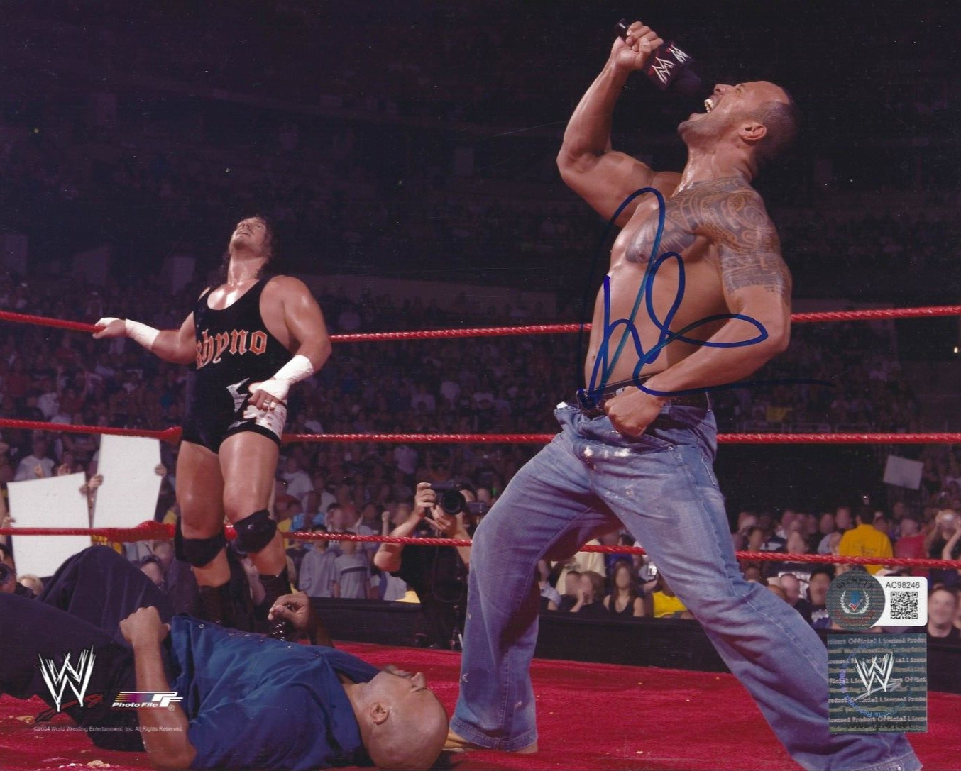 The Rock Dwayne Johnson Signed 8x10 Photo WWE WWF Auto Photo File Beckett LOA