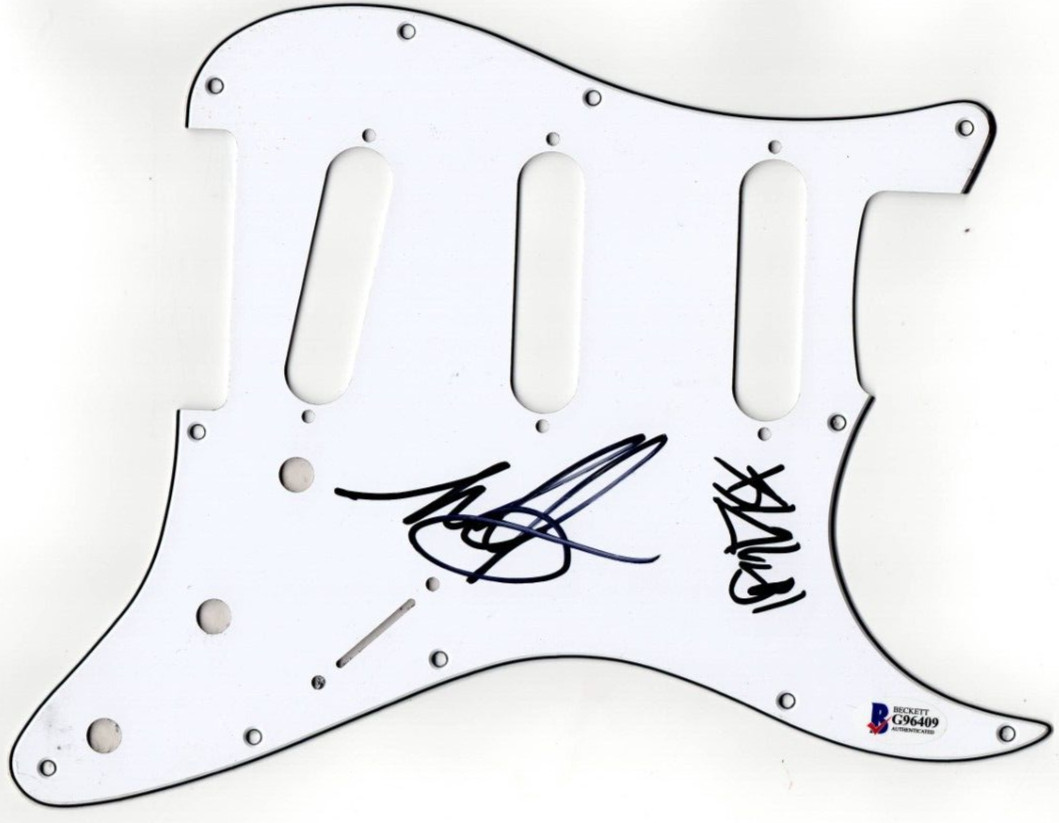 Mark Hoppus Travis Barker Signed Stratocaster Pickguard Guitar Blink 182 Beckett