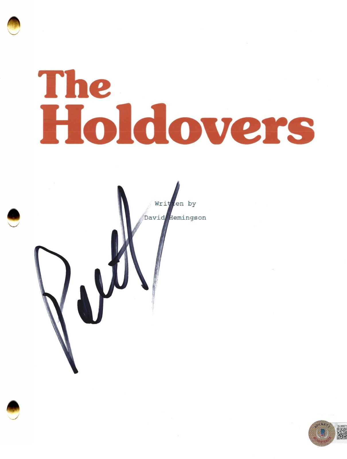 Paul Giamatti Signed The Holdovers Script Authentic Autograph Beckett