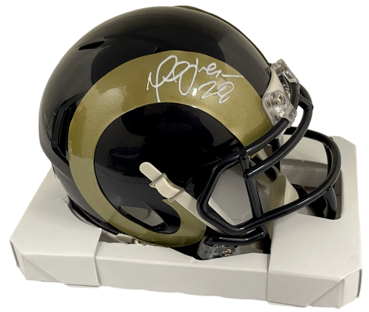 Marshall Faulk Signed St. Louis Rams Replica Mini Speed Helmet Autograph Beckett