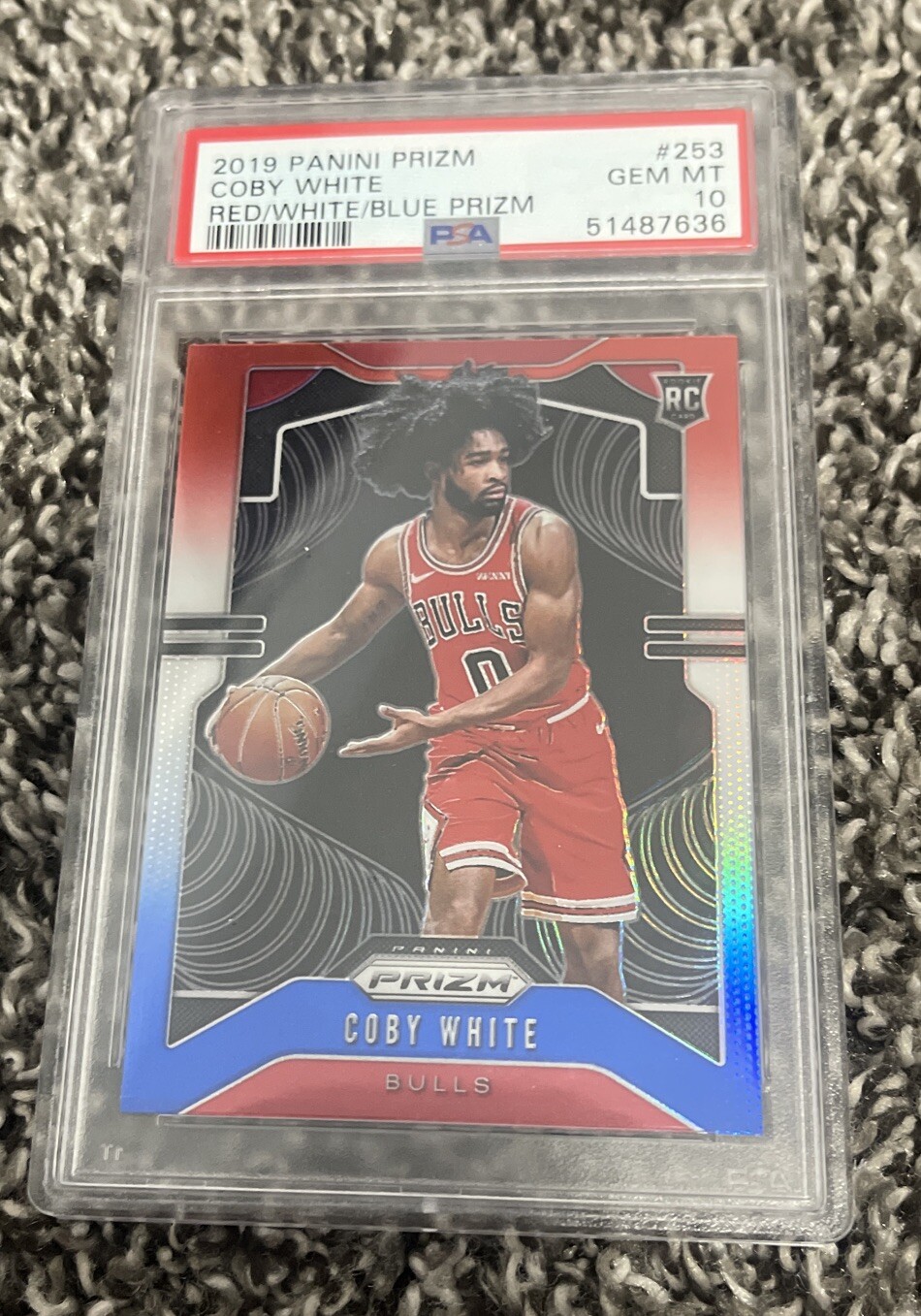 2019-20 Panini Prizm COBY WHITE Red White Blue RC Rookie Chicago Bulls PSA 10
